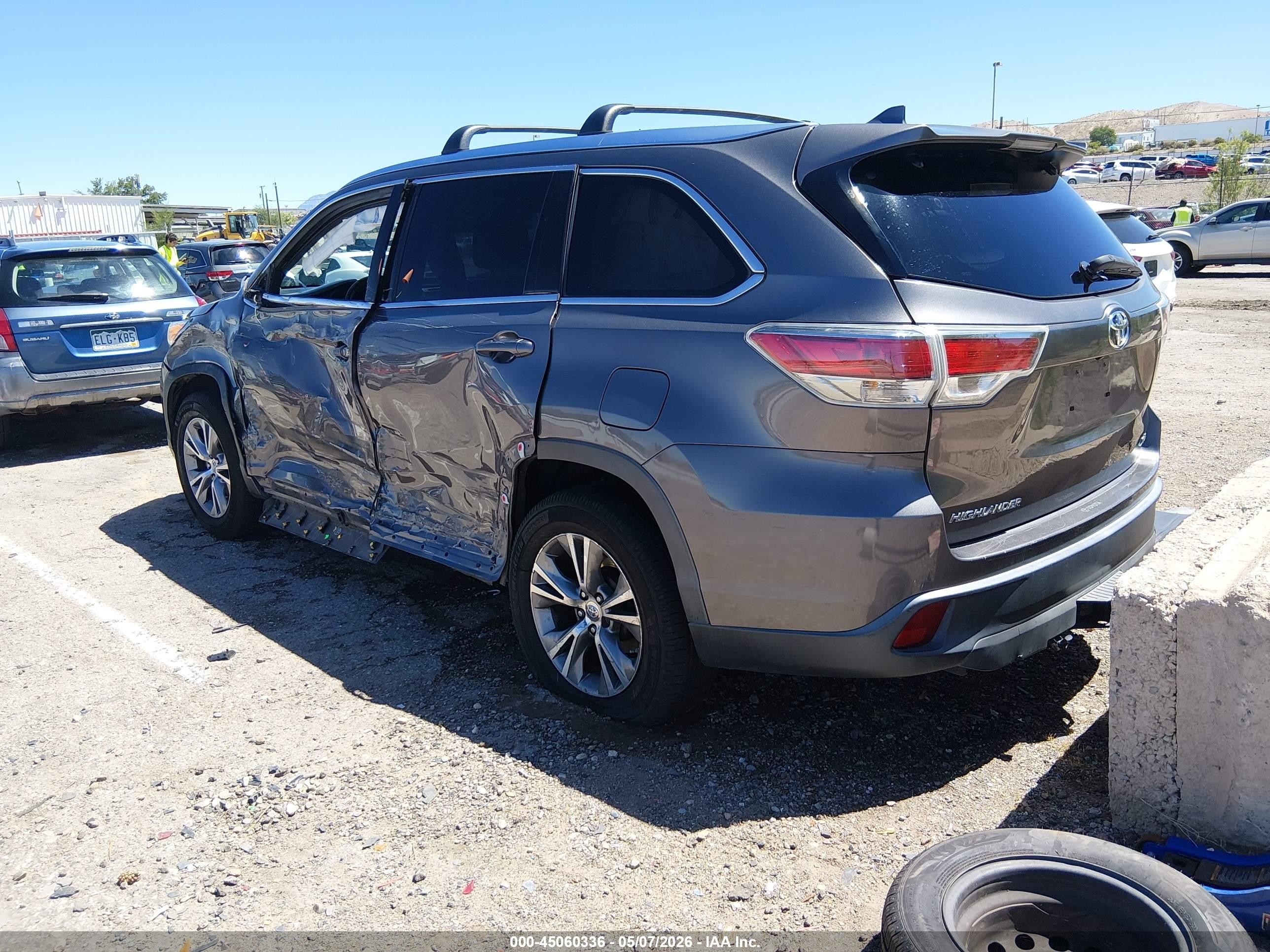 2015 Toyota Highlander Xle V6 Gray vin: 5TDKKRFH5FS063699