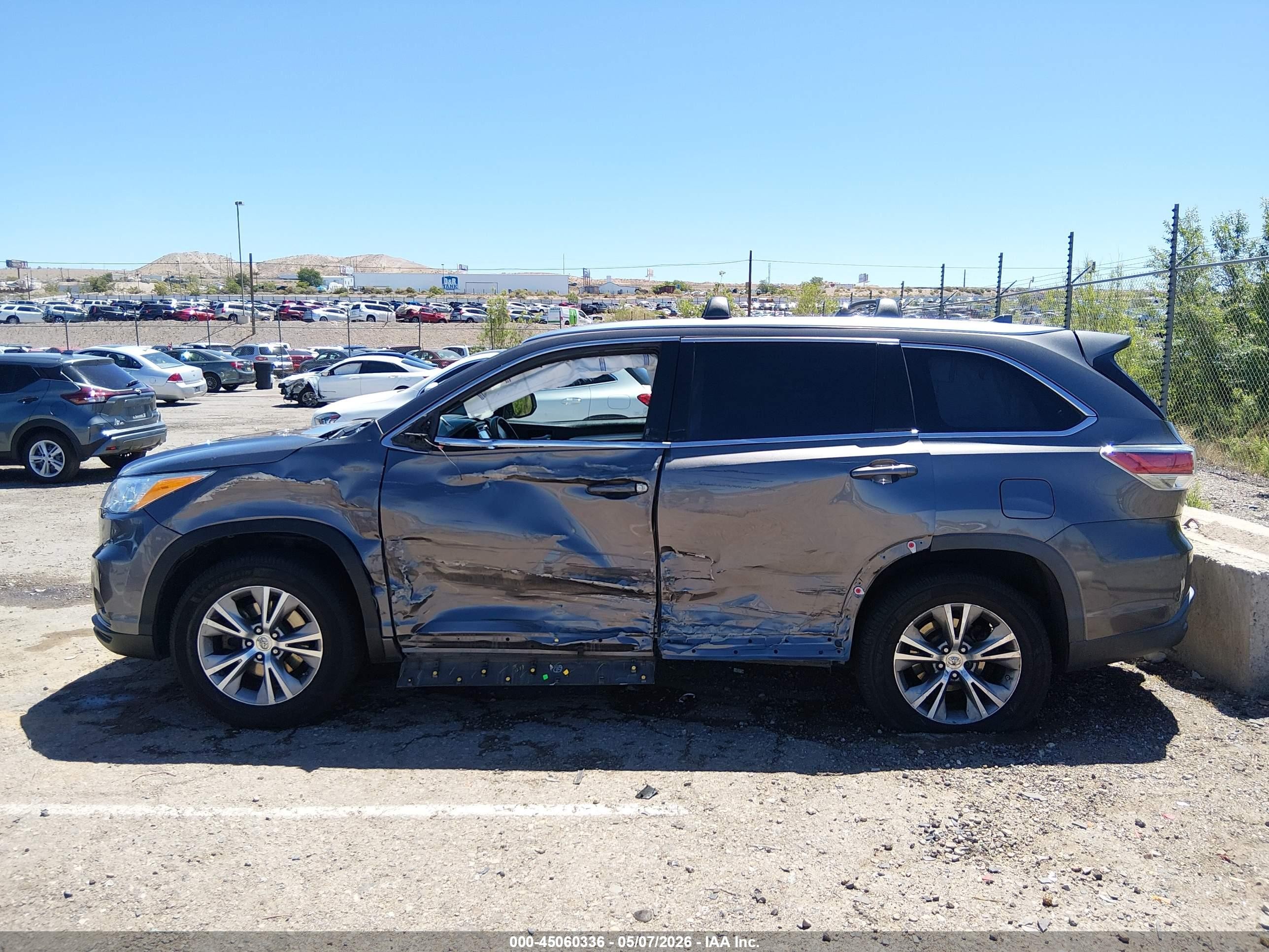 2015 Toyota Highlander Xle V6 Gray vin: 5TDKKRFH5FS063699