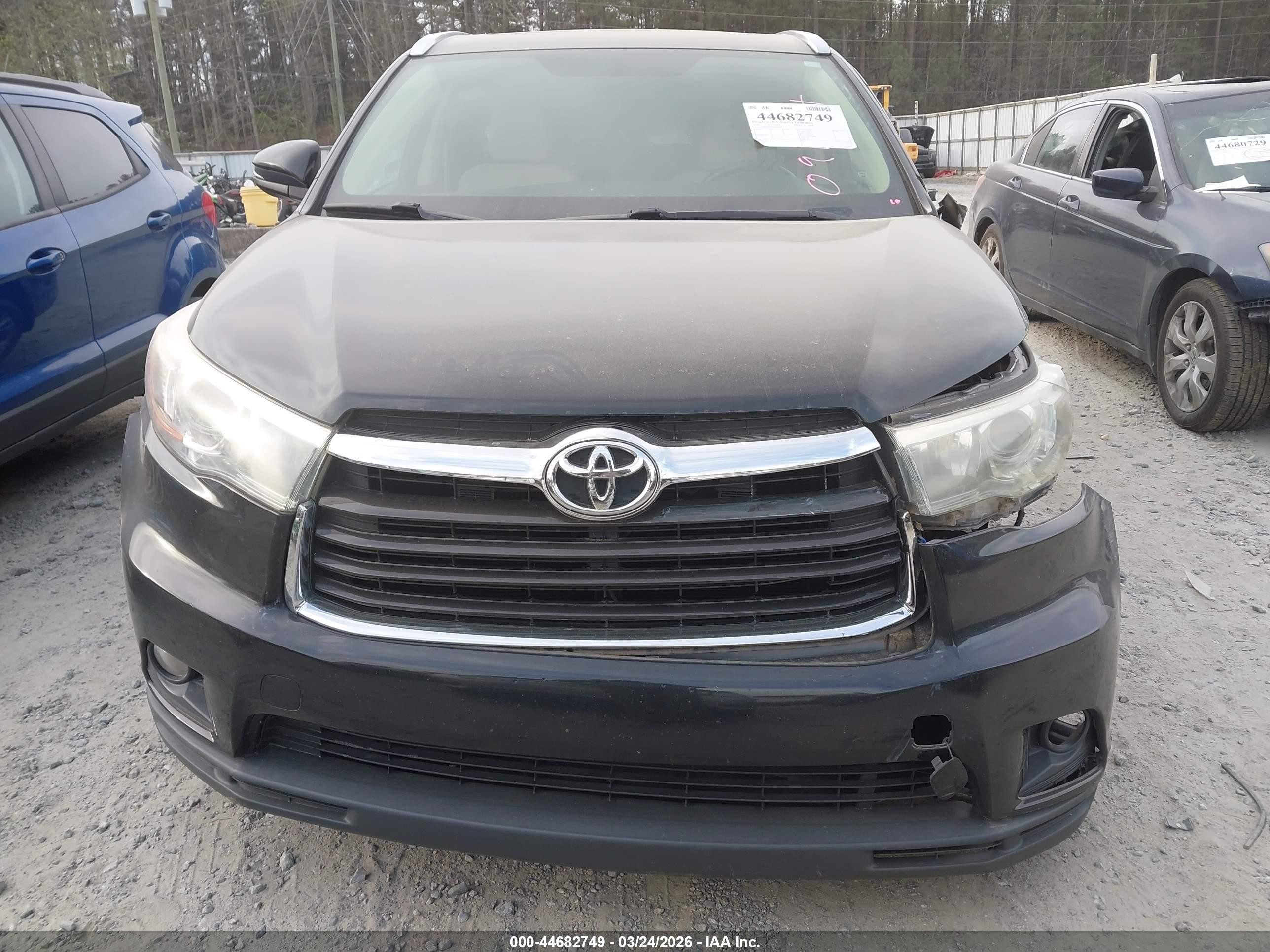 2015 Toyota Highlander Xle V6 Black vin: 5TDKKRFH5FS091194