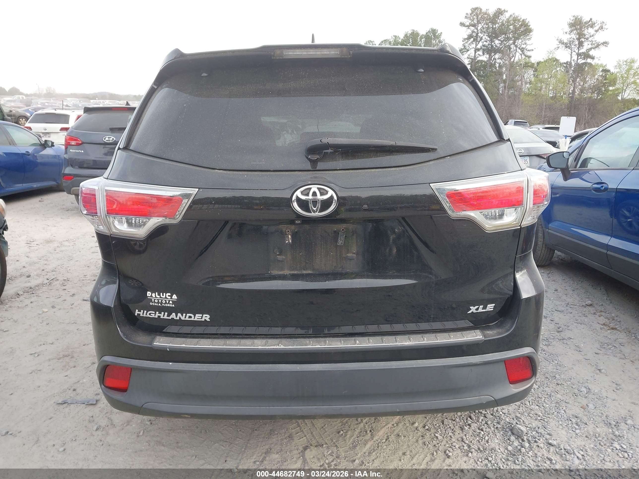 2015 Toyota Highlander Xle V6 Black vin: 5TDKKRFH5FS091194