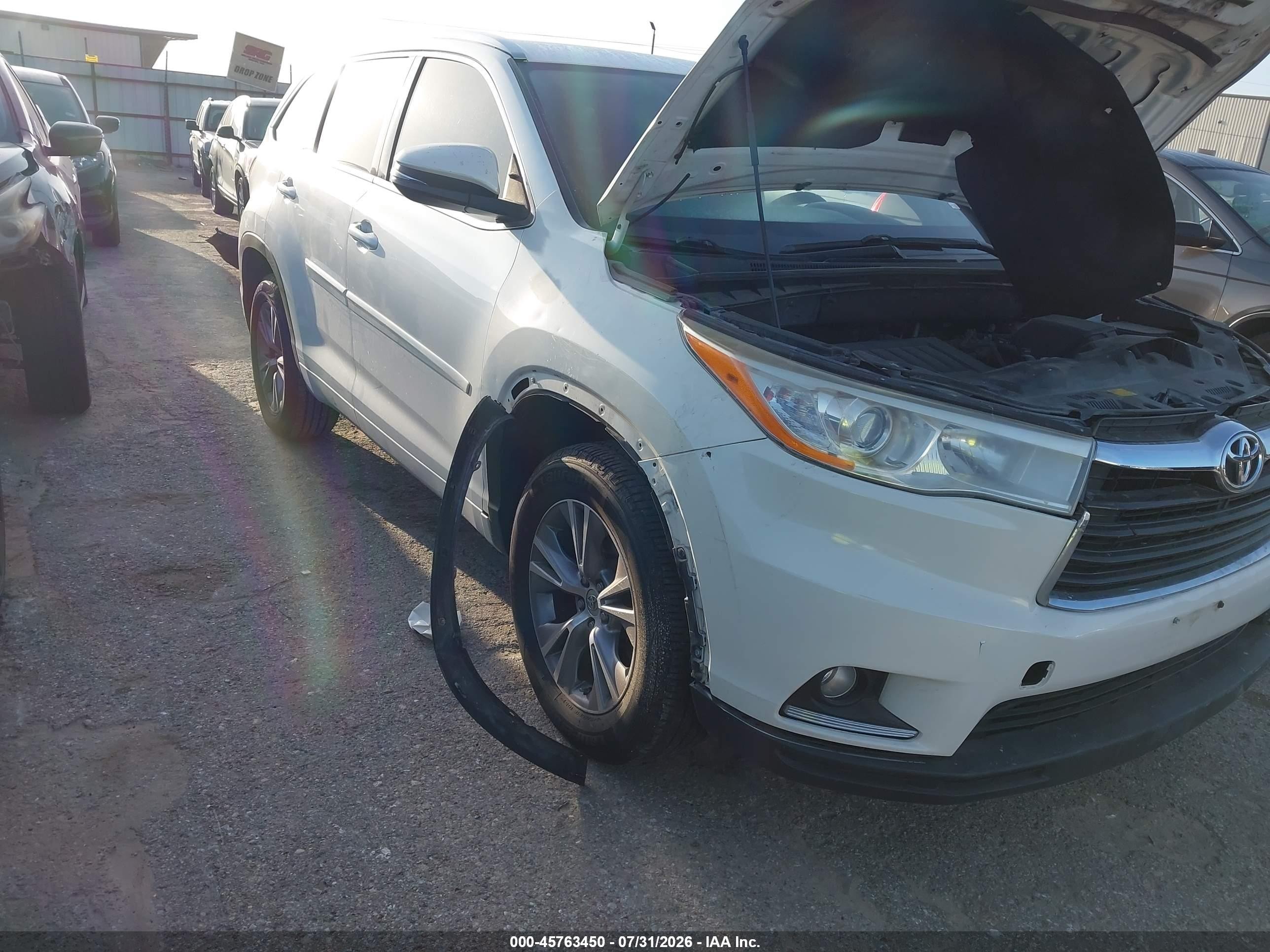 2014 Toyota Highlander Xle V6 Белый vin: 5TDKKRFH8ES004502
