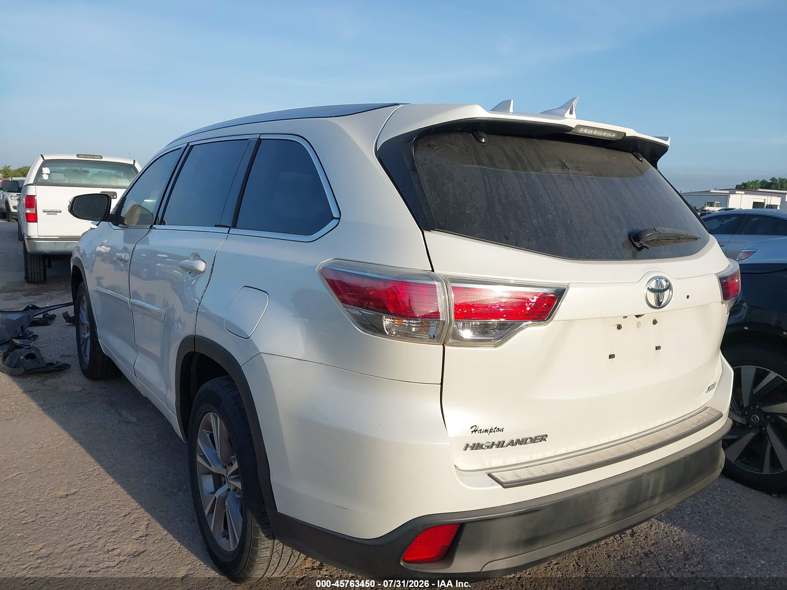 2014 Toyota Highlander Xle V6 Белый vin: 5TDKKRFH8ES004502