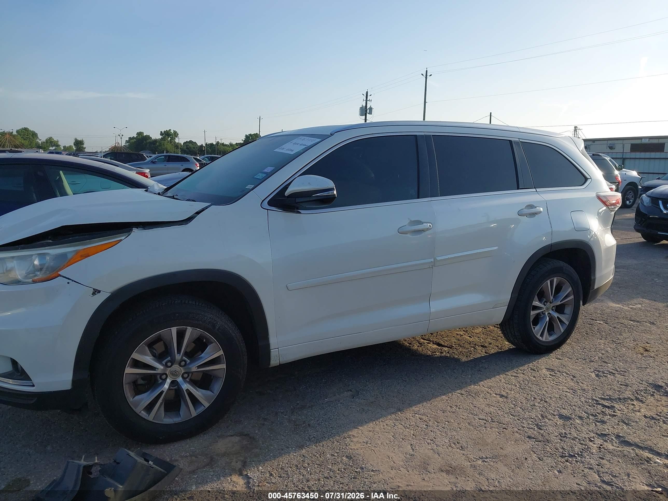 2014 Toyota Highlander Xle V6 Белый vin: 5TDKKRFH8ES004502