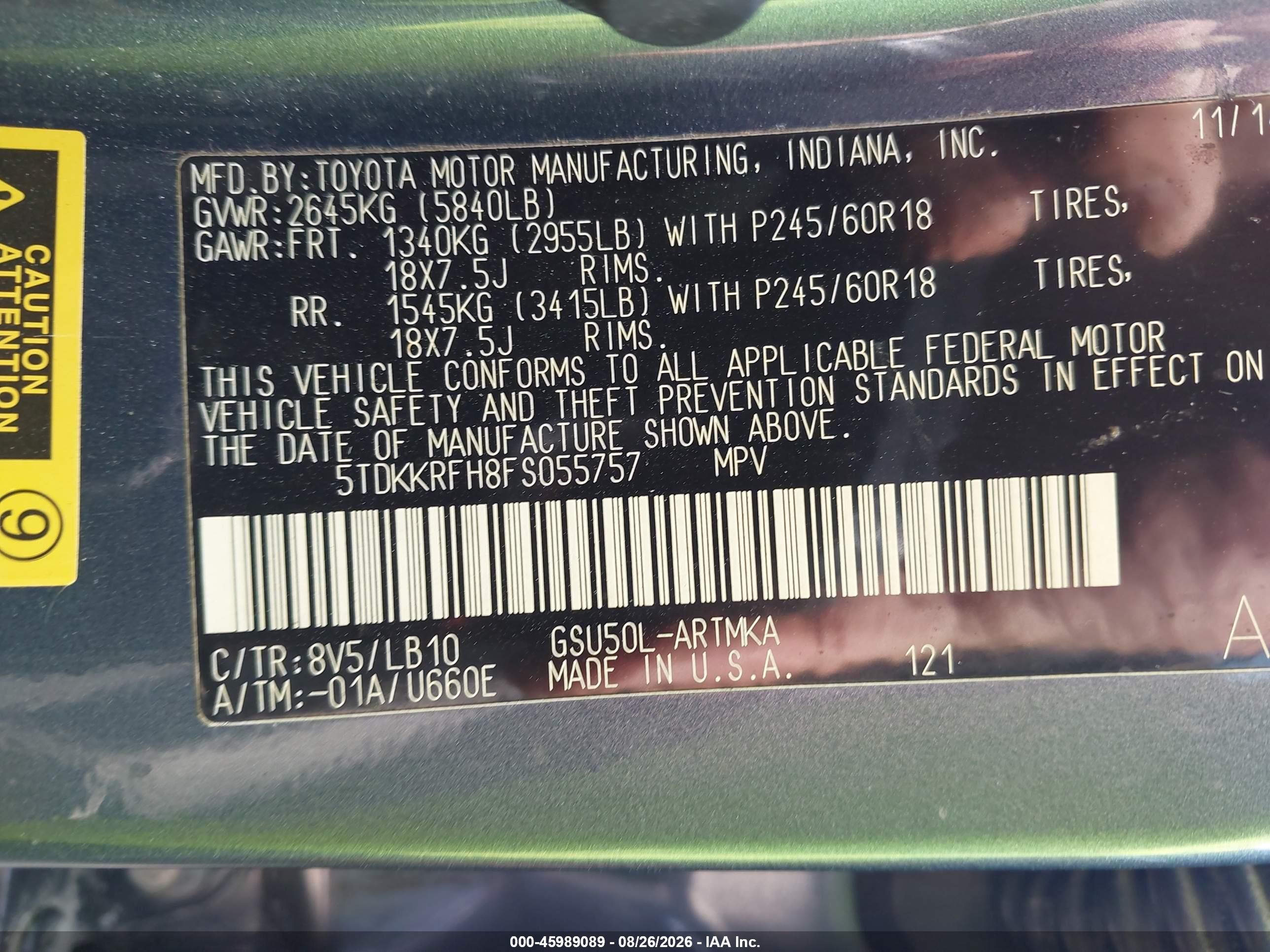 2015 Toyota Highlander Xle V6 Light Blue vin: 5TDKKRFH8FS055757