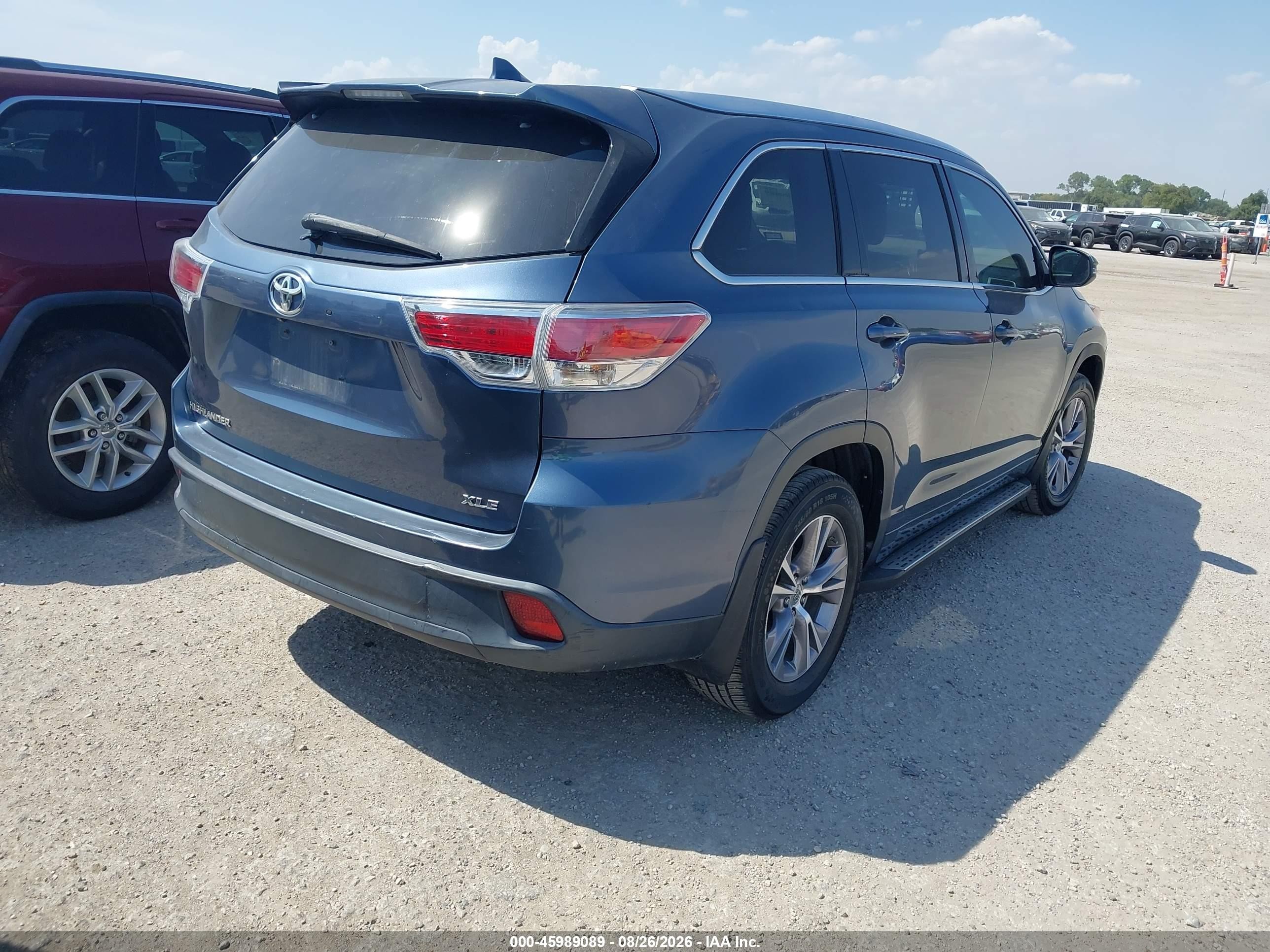 2015 Toyota Highlander Xle V6 Light Blue vin: 5TDKKRFH8FS055757