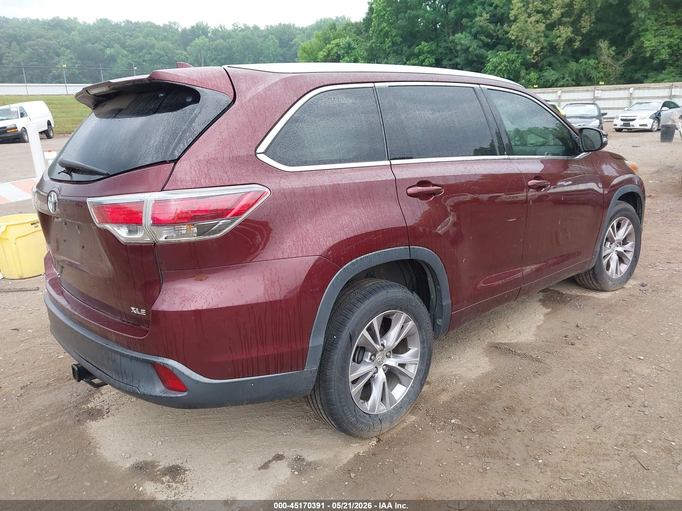 2015 Toyota Highlander Xle V6 Maroon vin: 5TDKKRFH8FS078682