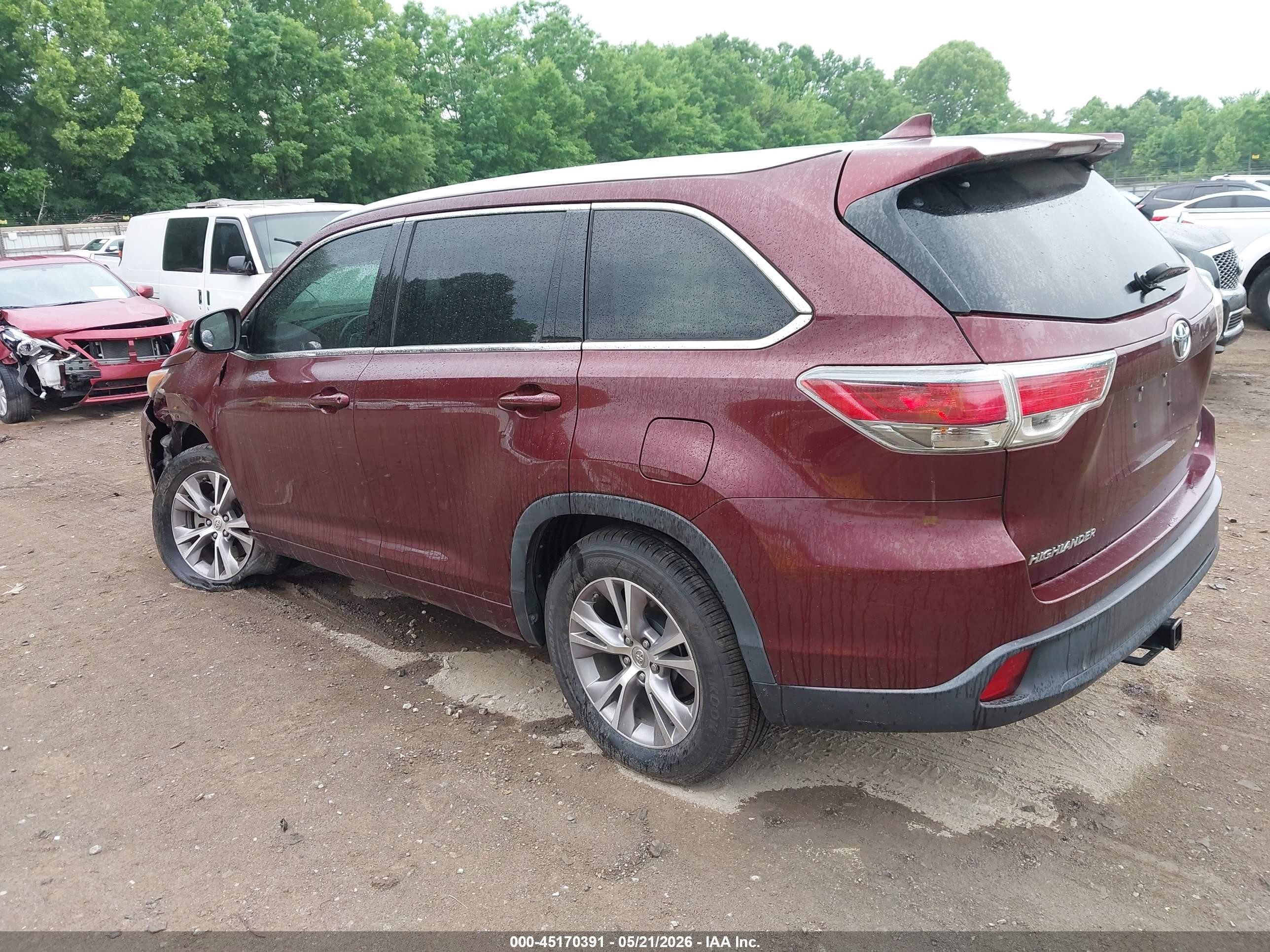 2015 Toyota Highlander Xle V6 Maroon vin: 5TDKKRFH8FS078682