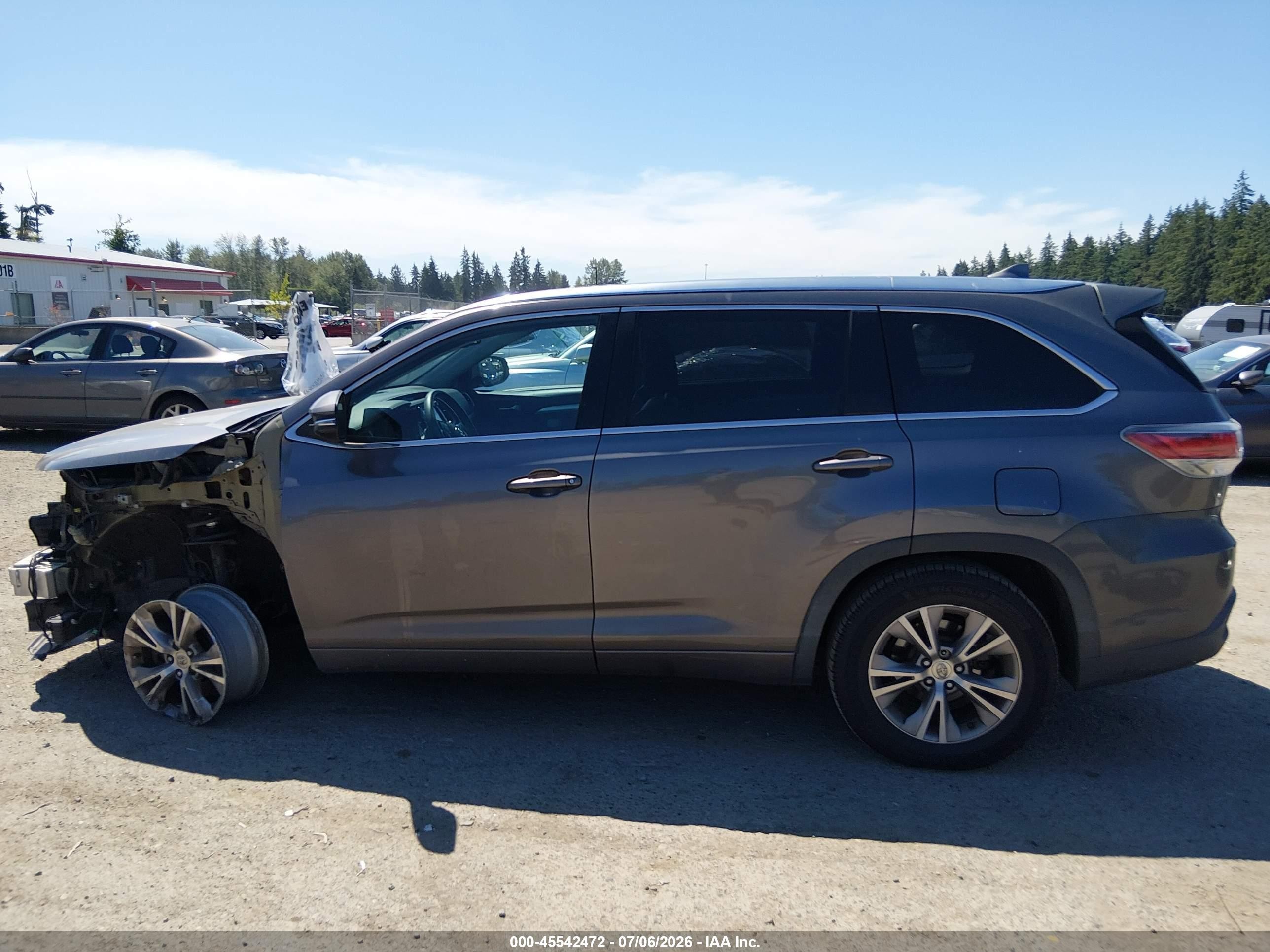 2015 Toyota Highlander Xle V6 Gray vin: 5TDKKRFH8FS087530