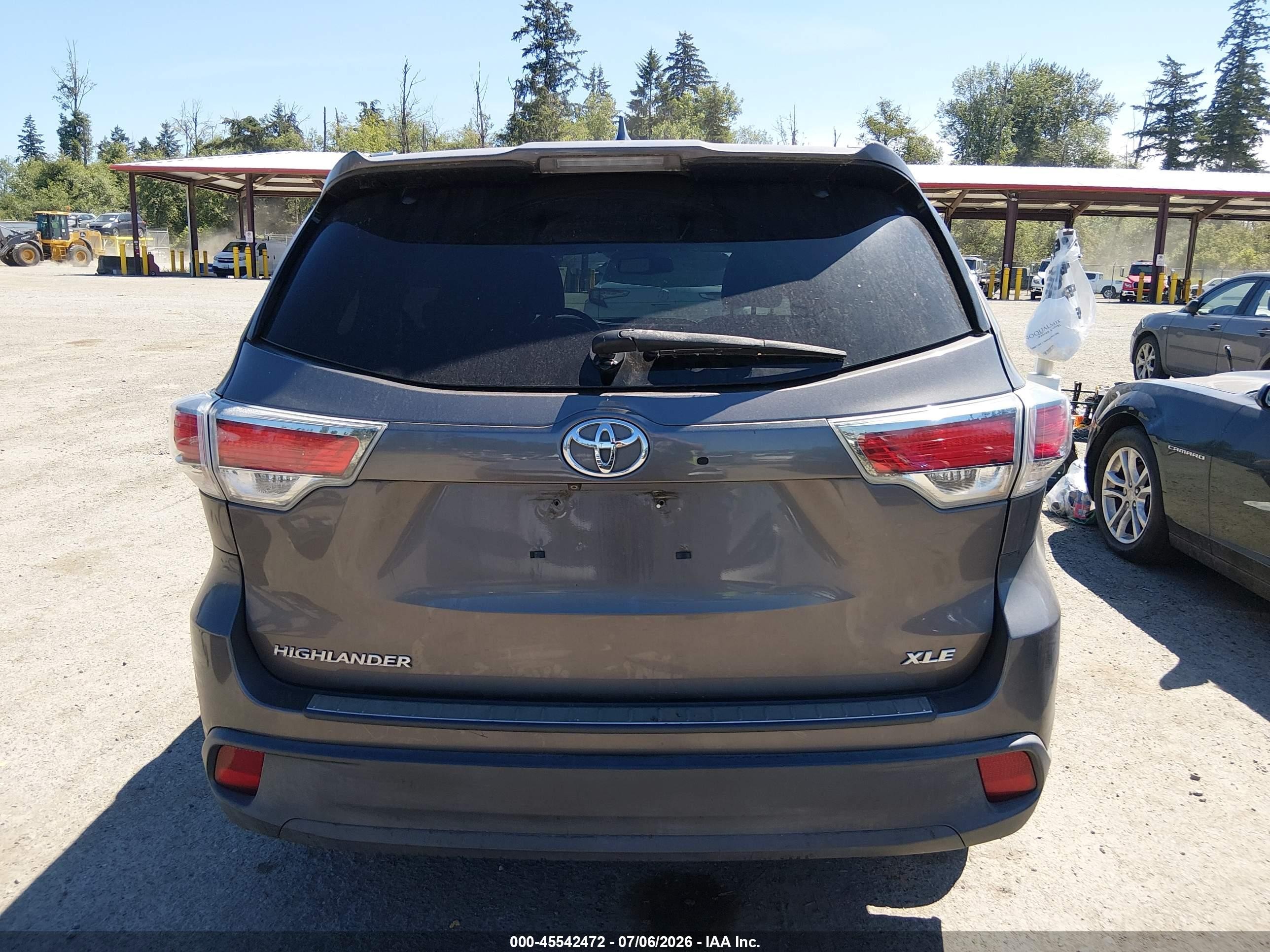 2015 Toyota Highlander Xle V6 Gray vin: 5TDKKRFH8FS087530