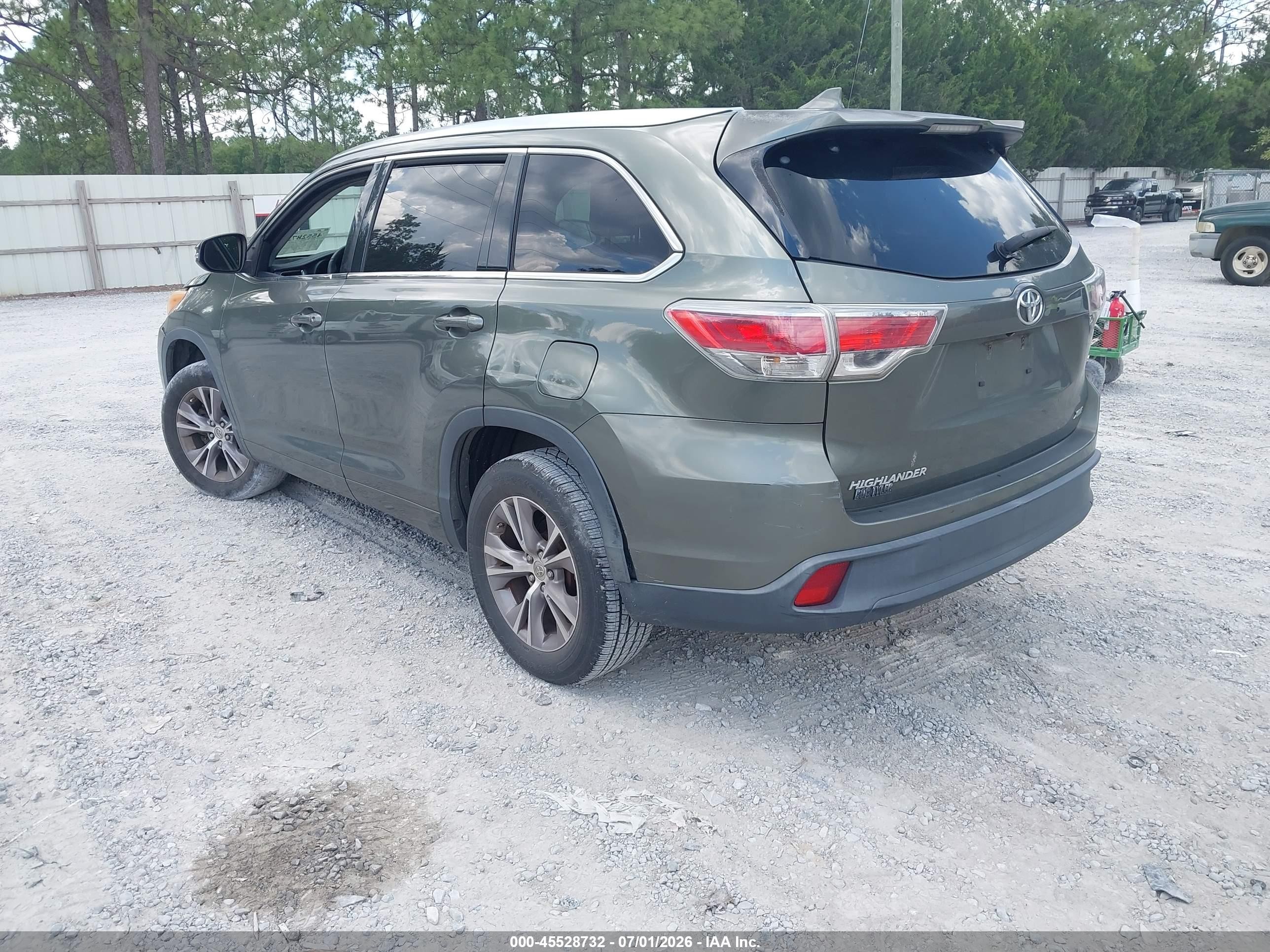 2014 Toyota Highlander Xle V6 Green vin: 5TDKKRFH9ES007652