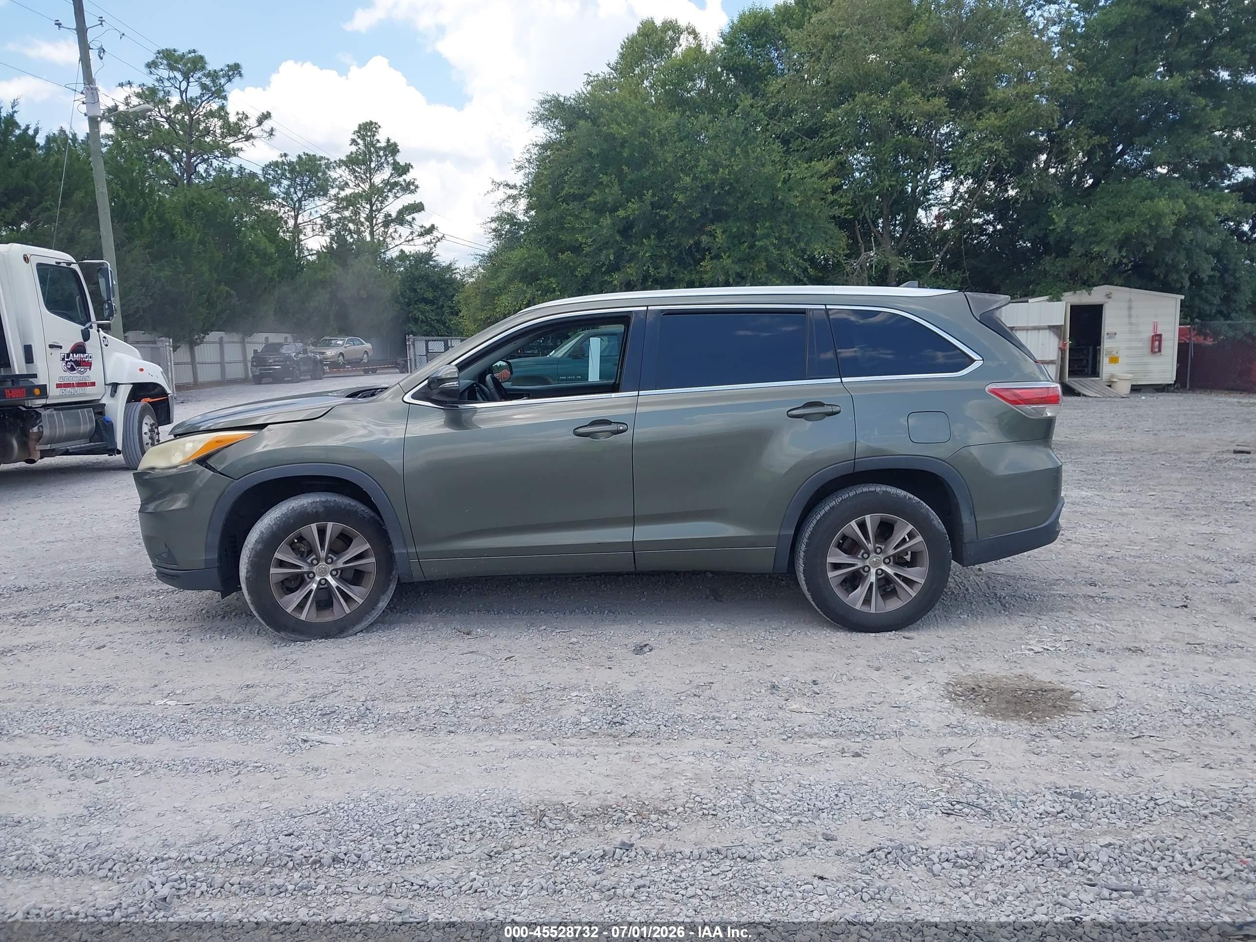 2014 Toyota Highlander Xle V6 Green vin: 5TDKKRFH9ES007652