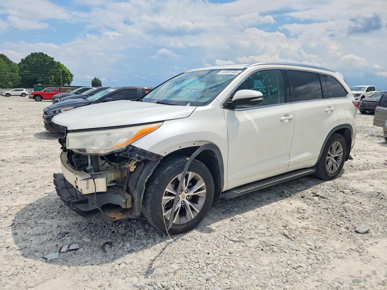 2014 Toyota Highlander Xle White vin: 5TDKKRFH9ES037699