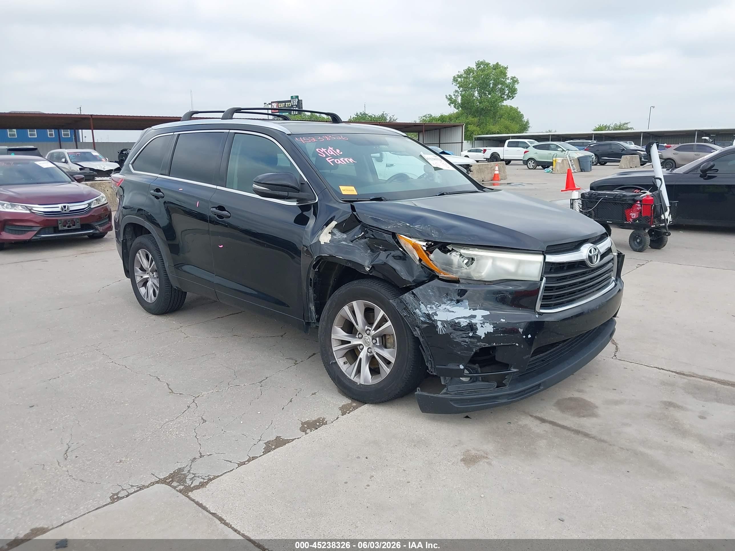 2015 Toyota Highlander Xle V6 Black vin: 5TDKKRFH9FS087214