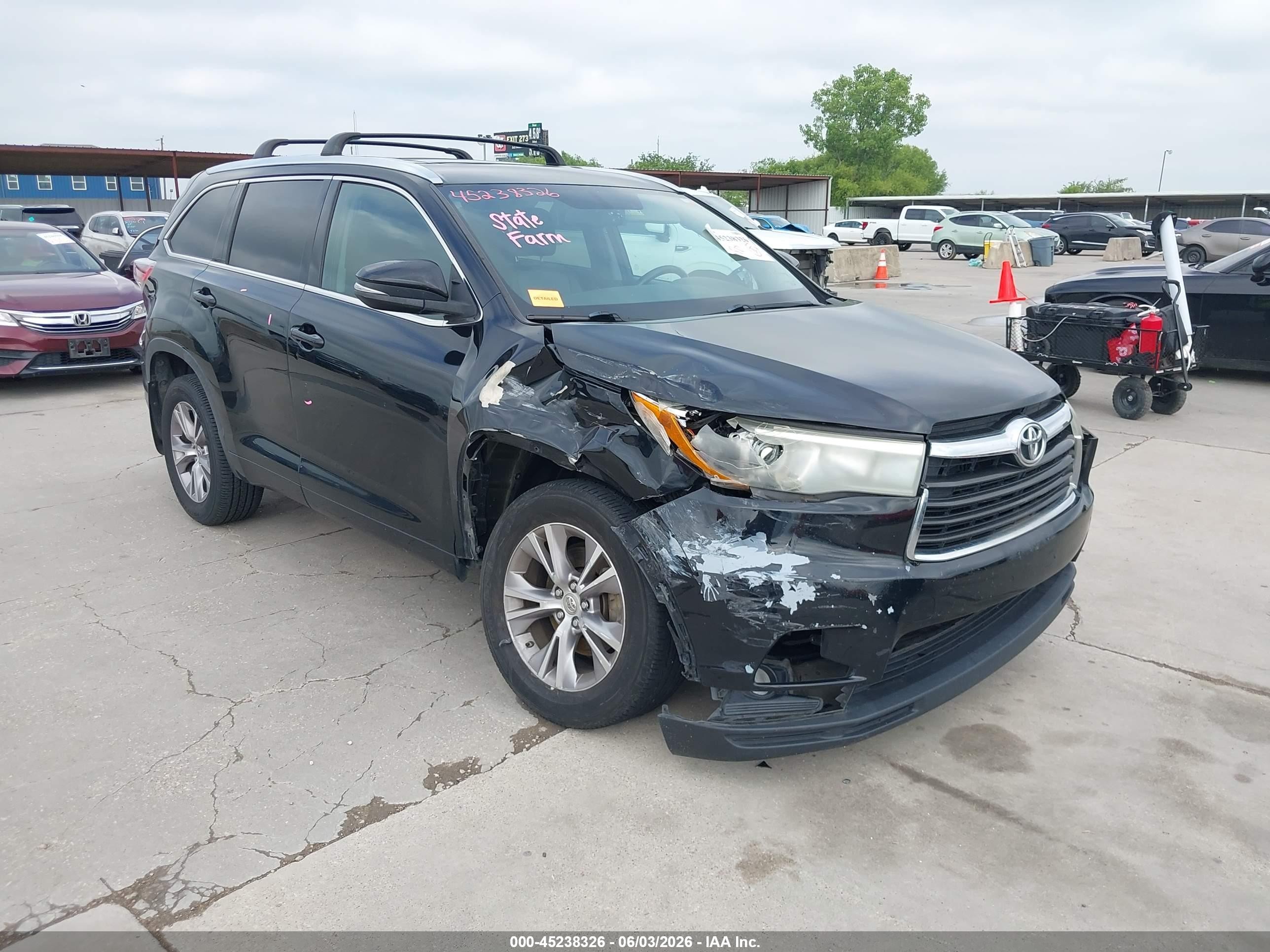 2015 Toyota Highlander Xle V6 Черный vin: 5TDKKRFH9FS087214