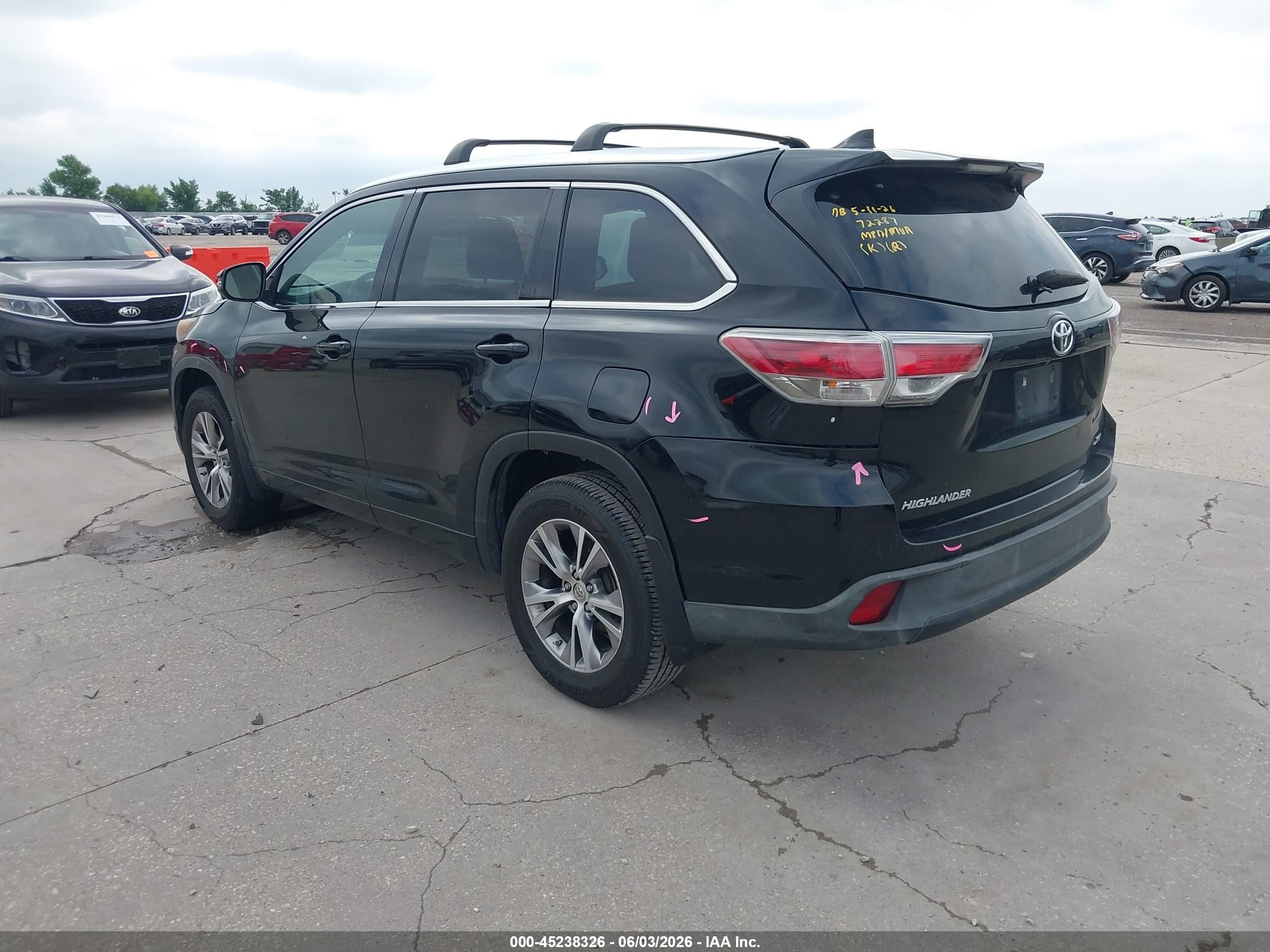 2015 Toyota Highlander Xle V6 Черный vin: 5TDKKRFH9FS087214