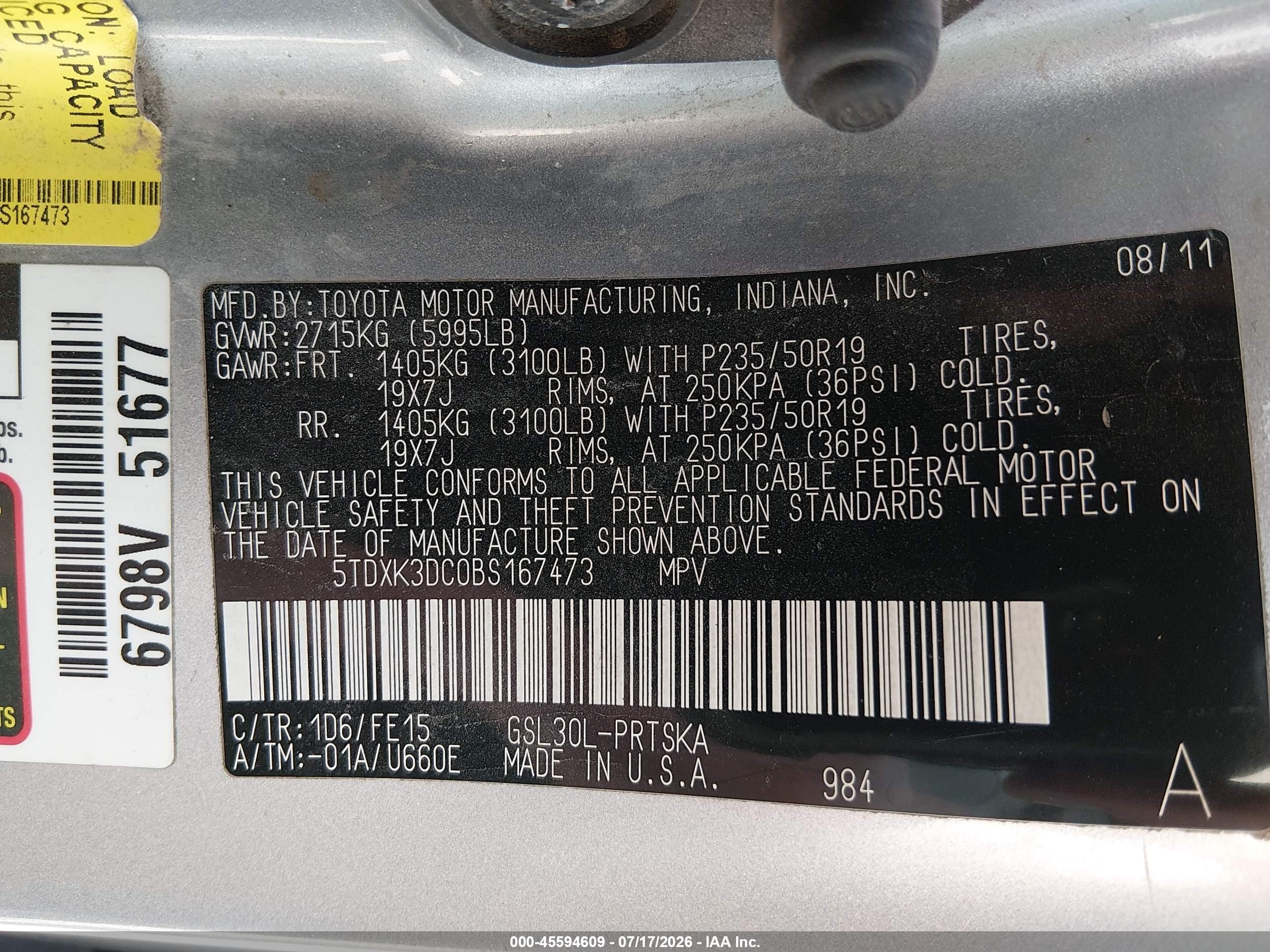 2011 Toyota Sienna Se Серебряный vin: 5TDXK3DC0BS167473