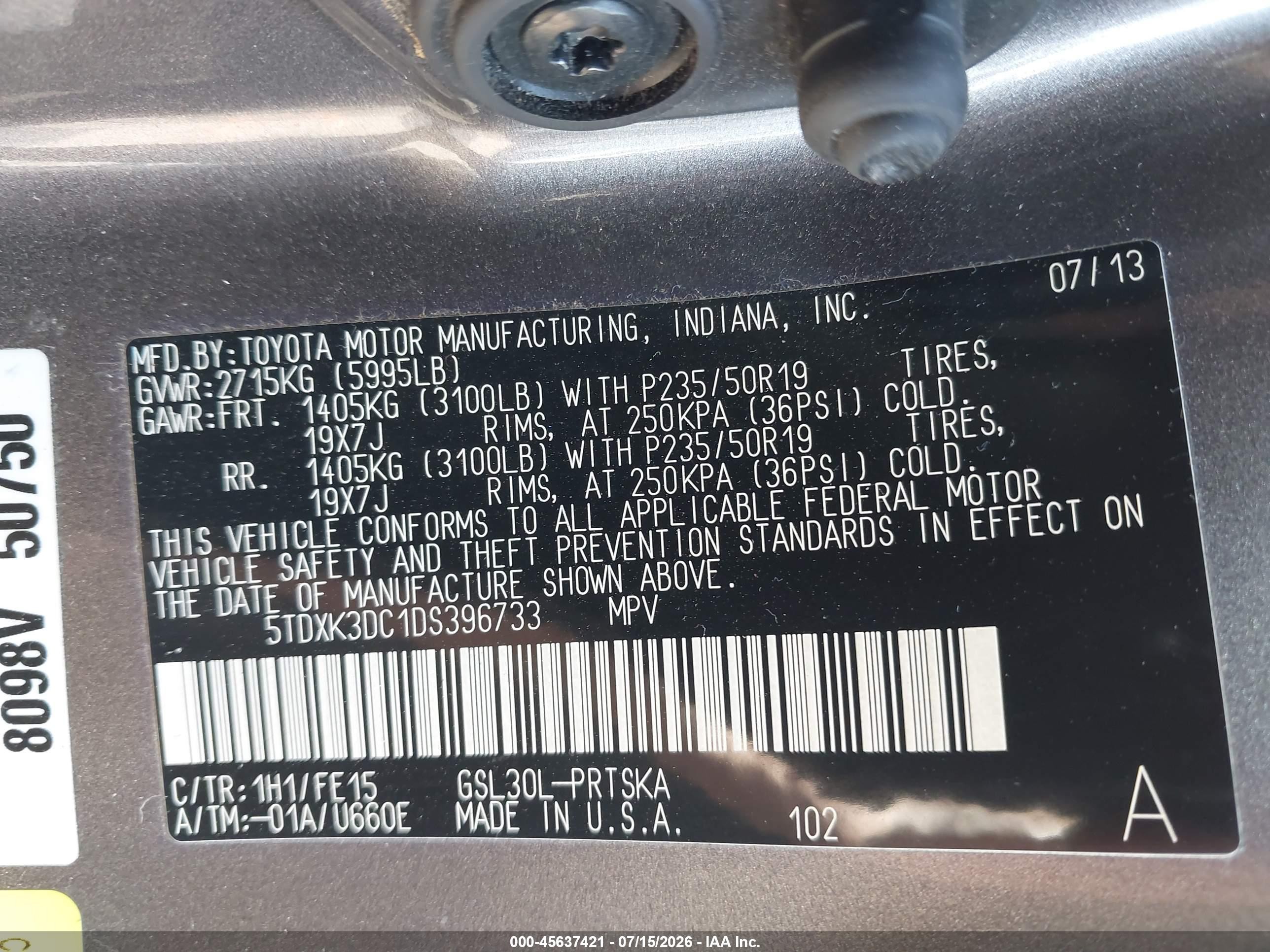 2013 Toyota Sienna Se 8 Passenger Gray vin: 5TDXK3DC1DS396733