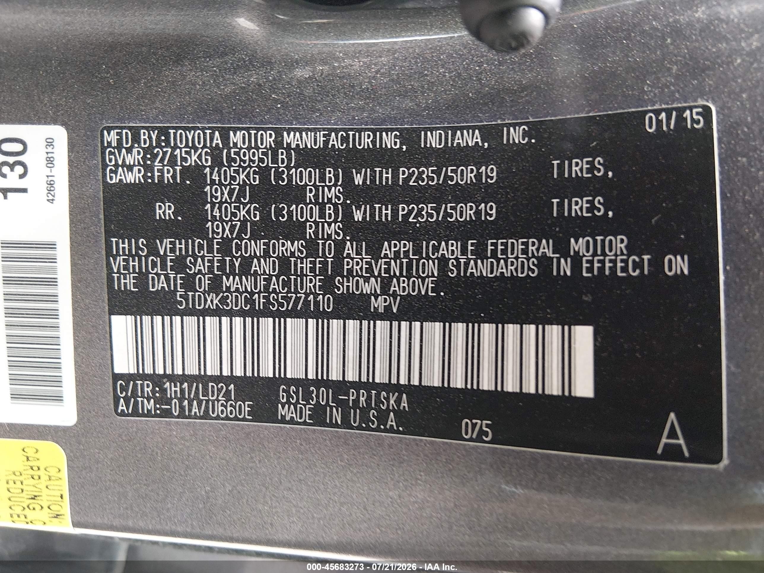 2015 Toyota Sienna Se 8 Passenger Gray vin: 5TDXK3DC1FS577110