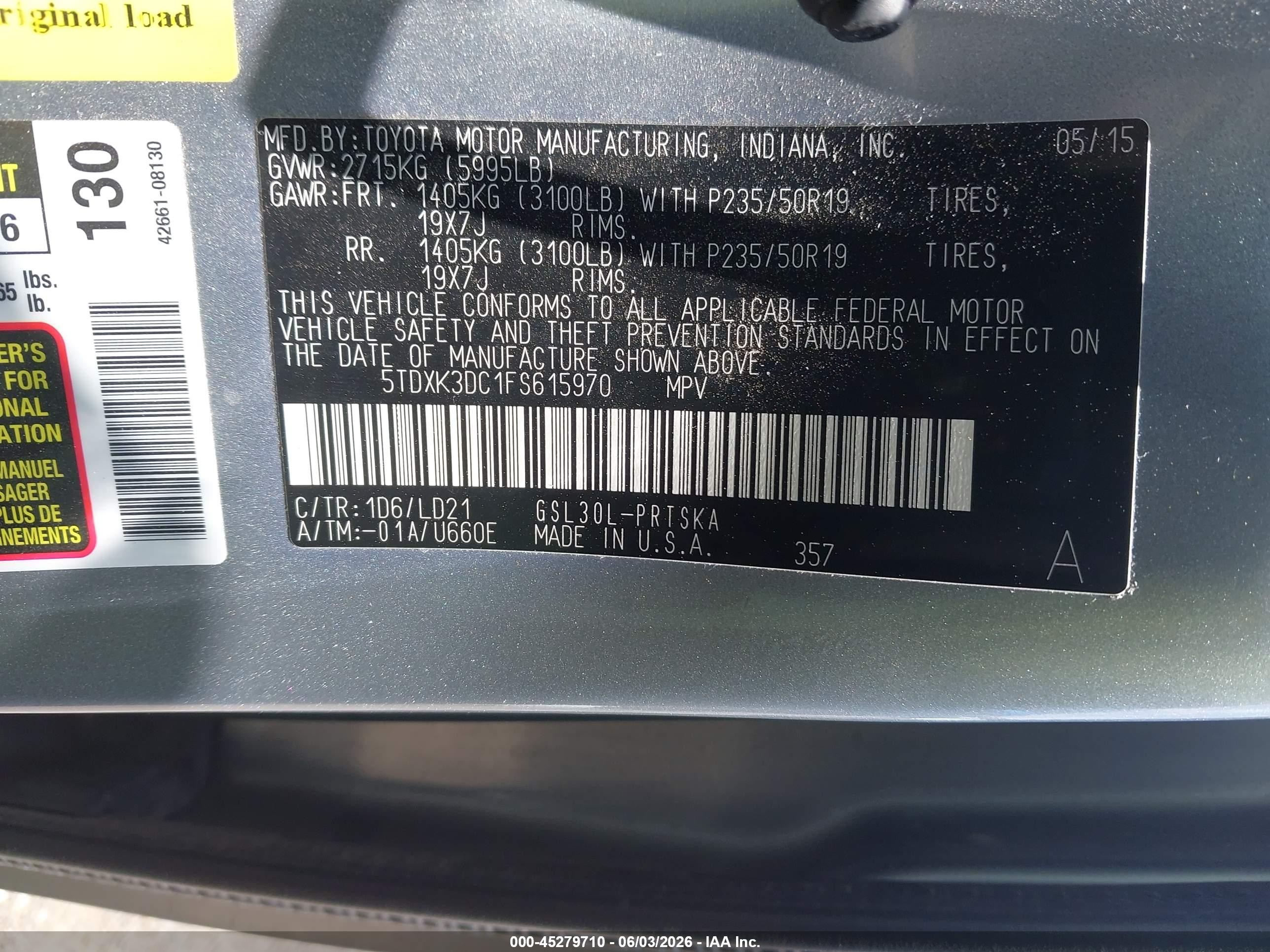 2015 Toyota Sienna Se 8 Passenger Silver vin: 5TDXK3DC1FS615970