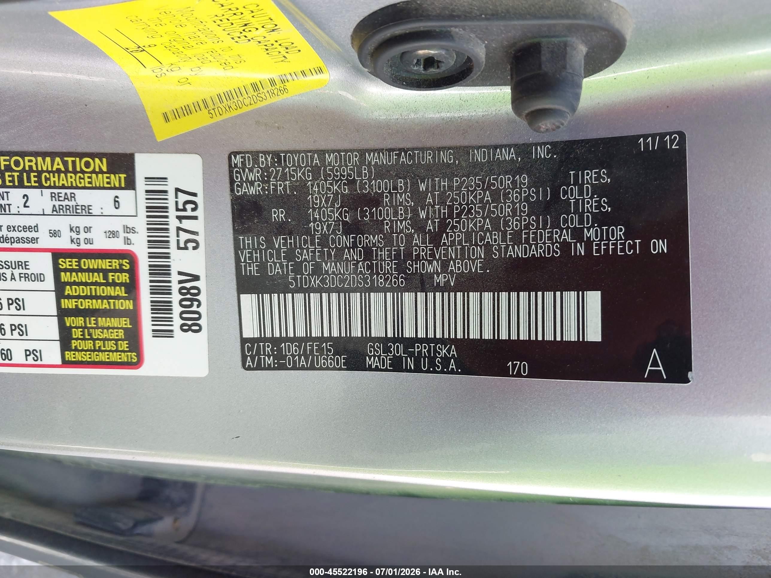 2013 Toyota Sienna Se 8 Passenger Silver vin: 5TDXK3DC2DS318266