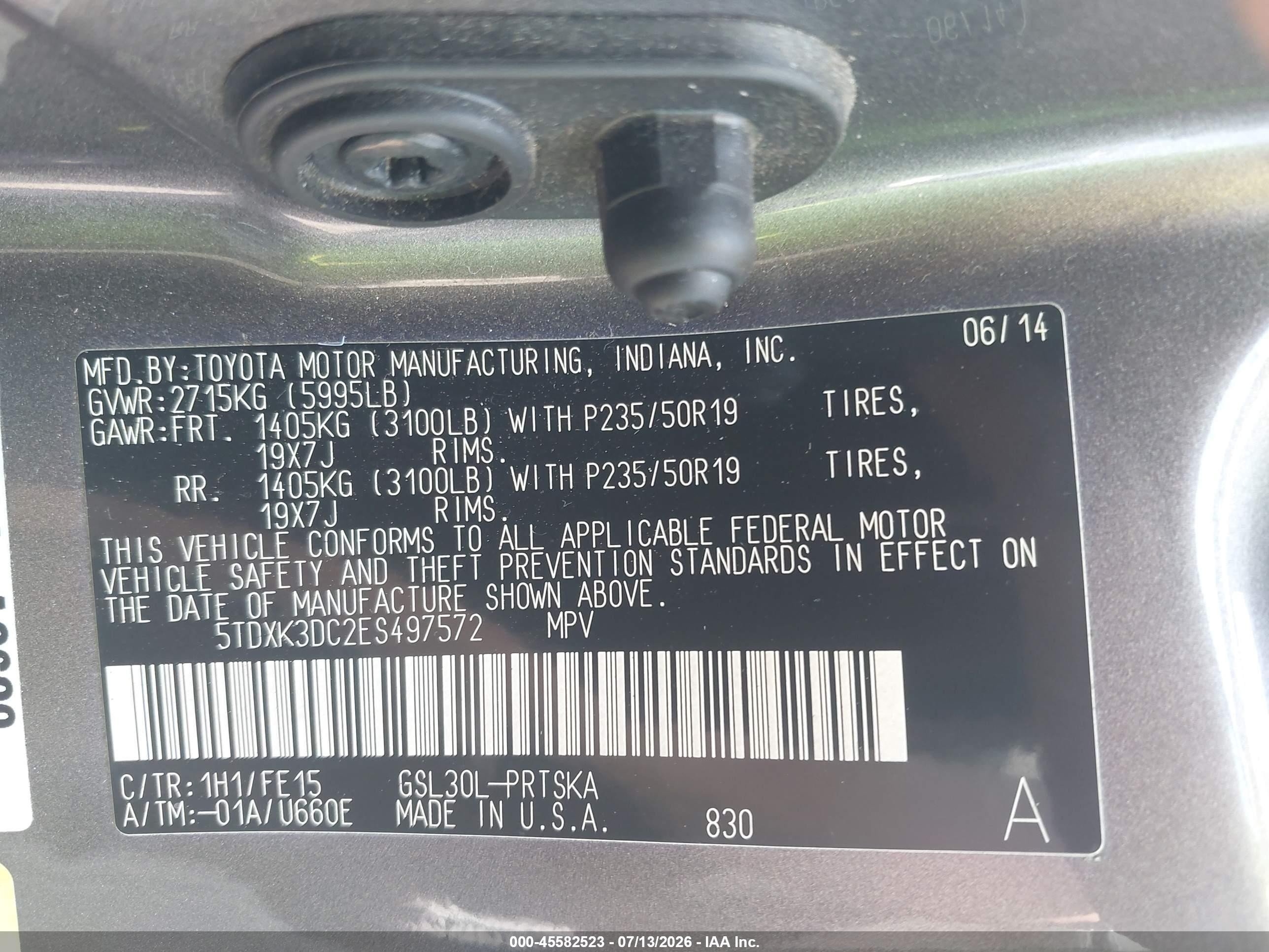 2014 Toyota Sienna Se 8 Passenger Серый vin: 5TDXK3DC2ES497572