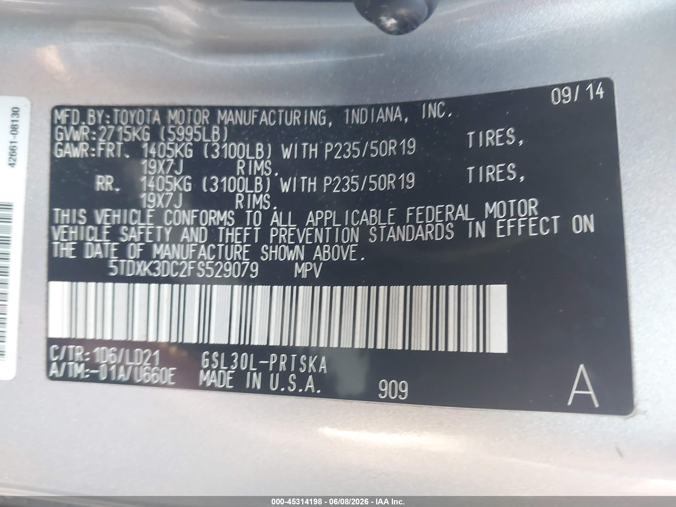 2015 Toyota Sienna Se 8 Passenger Silver vin: 5TDXK3DC2FS529079