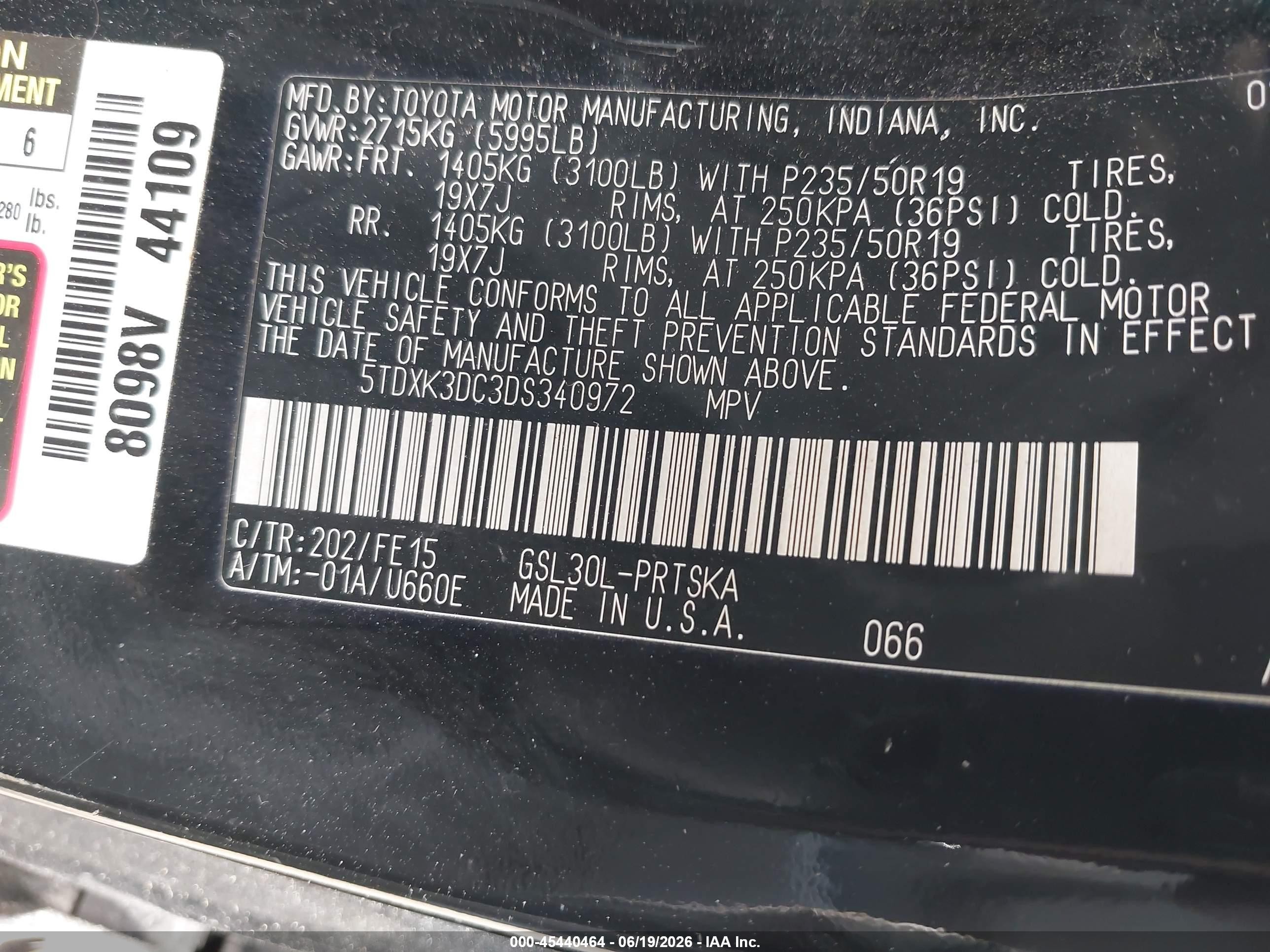 2013 Toyota Sienna Se 8 Passenger Black vin: 5TDXK3DC3DS340972