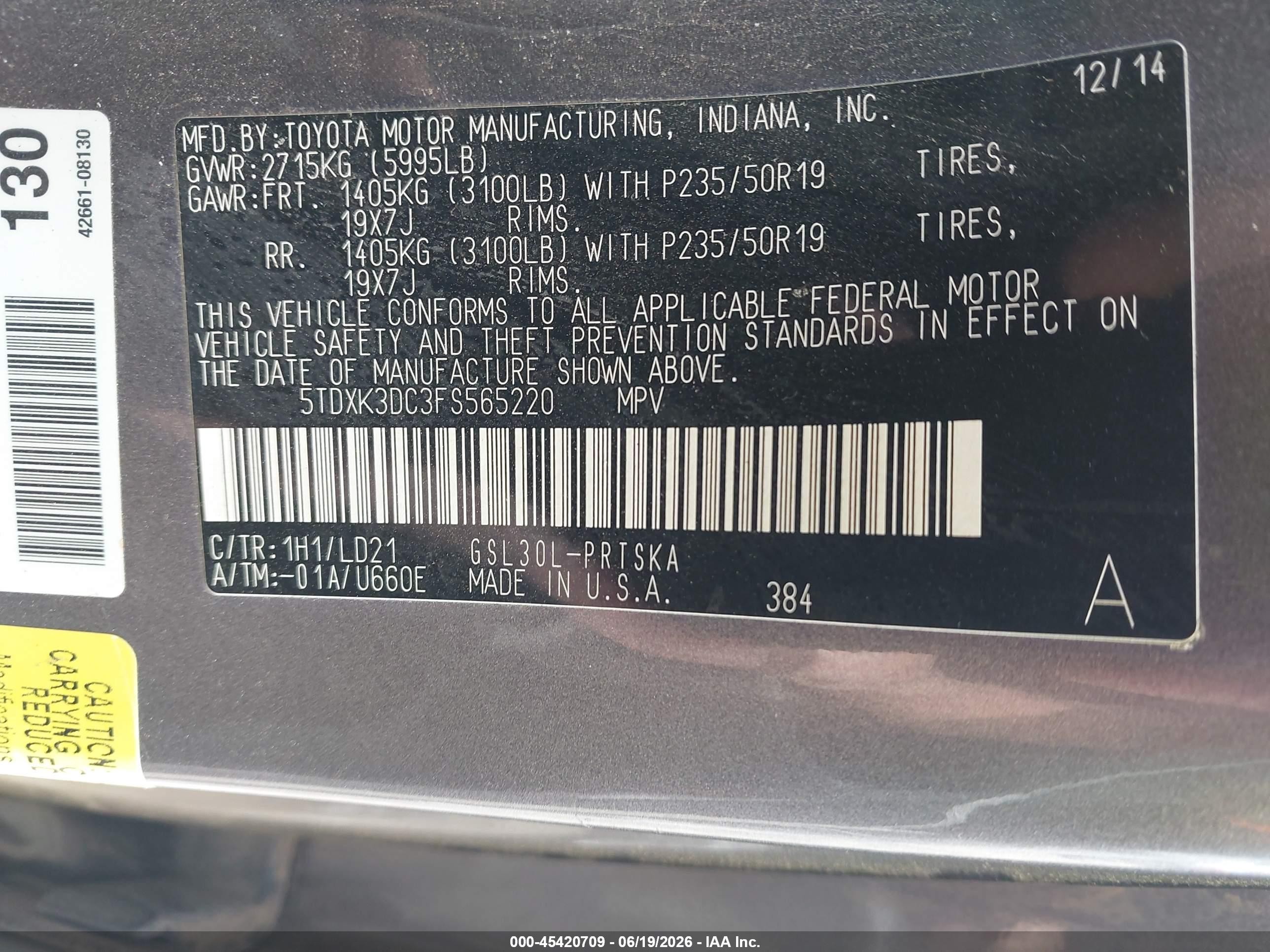 2015 Toyota Sienna Se 8 Passenger Gray vin: 5TDXK3DC3FS565220
