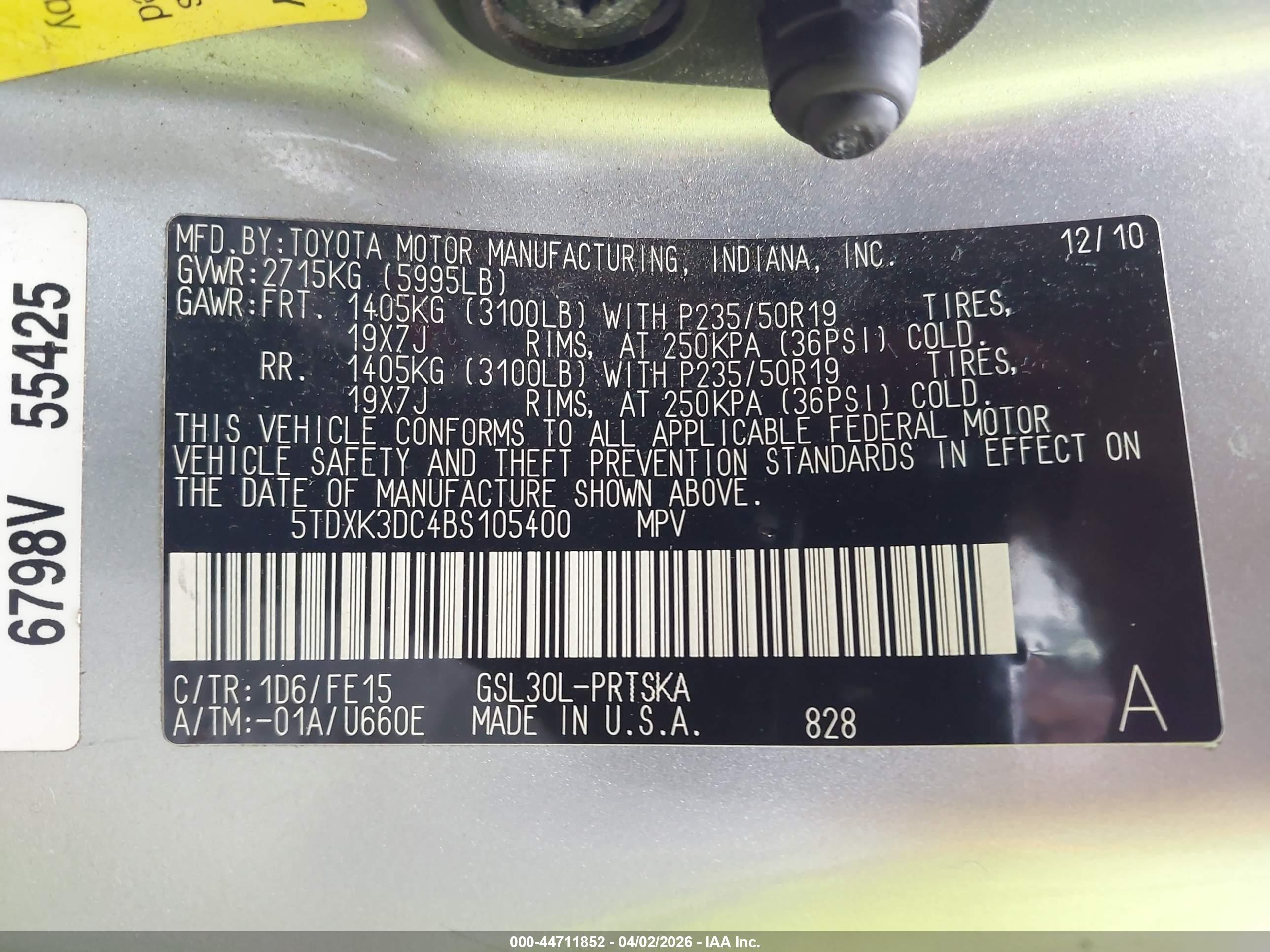 2011 Toyota Sienna Se Silver vin: 5TDXK3DC4BS105400