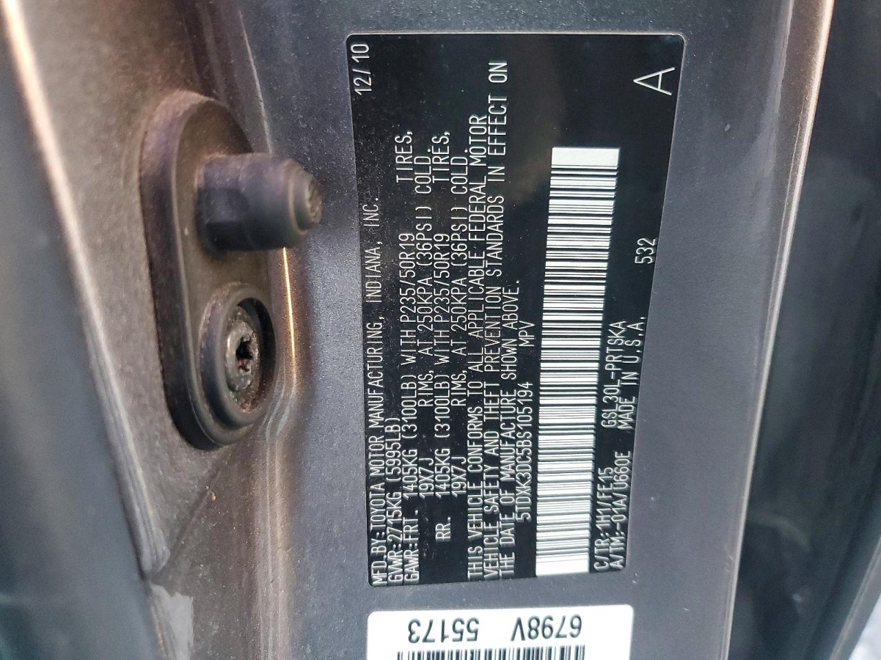 2011 Toyota Sienna Sport Серый vin: 5TDXK3DC5BS105194