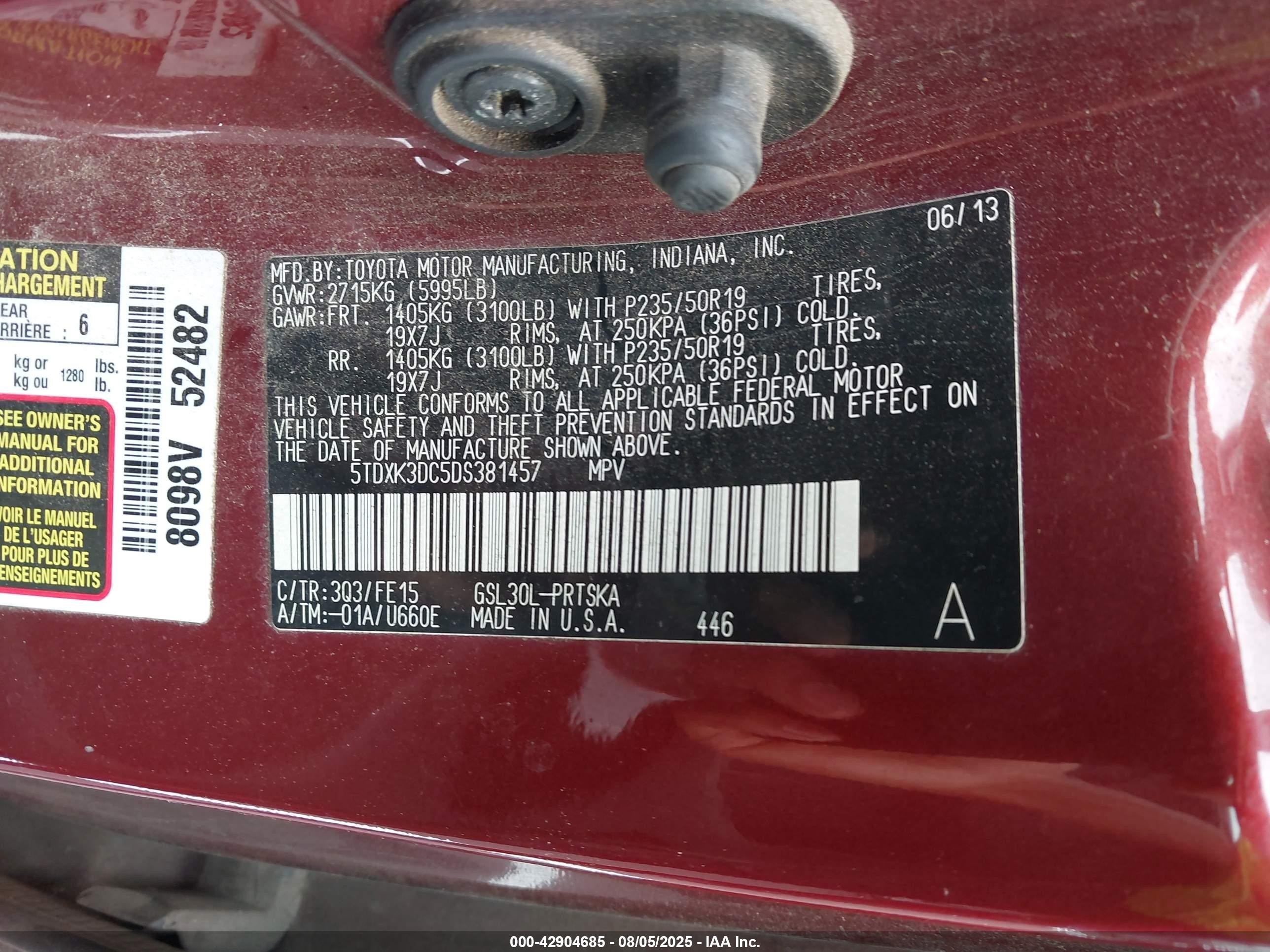 2013 Toyota Sienna Se 8 Passenger Red vin: 5TDXK3DC5DS381457