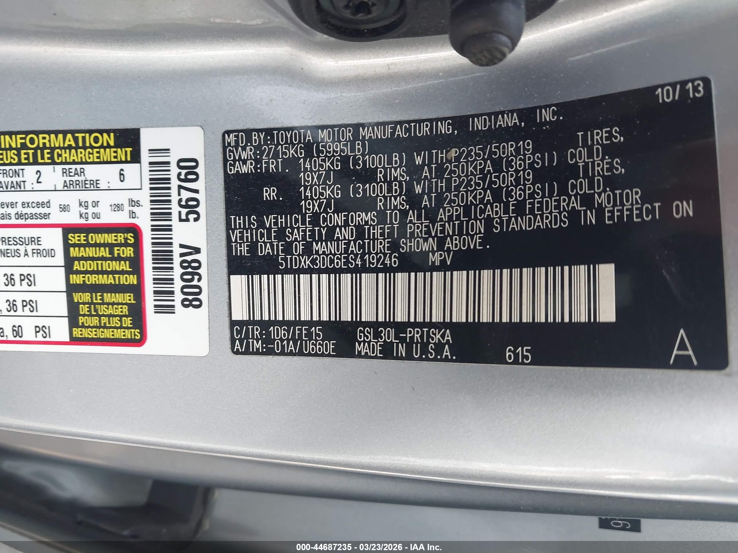 2014 Toyota Sienna Se 8 Passenger Gray vin: 5TDXK3DC6ES419246