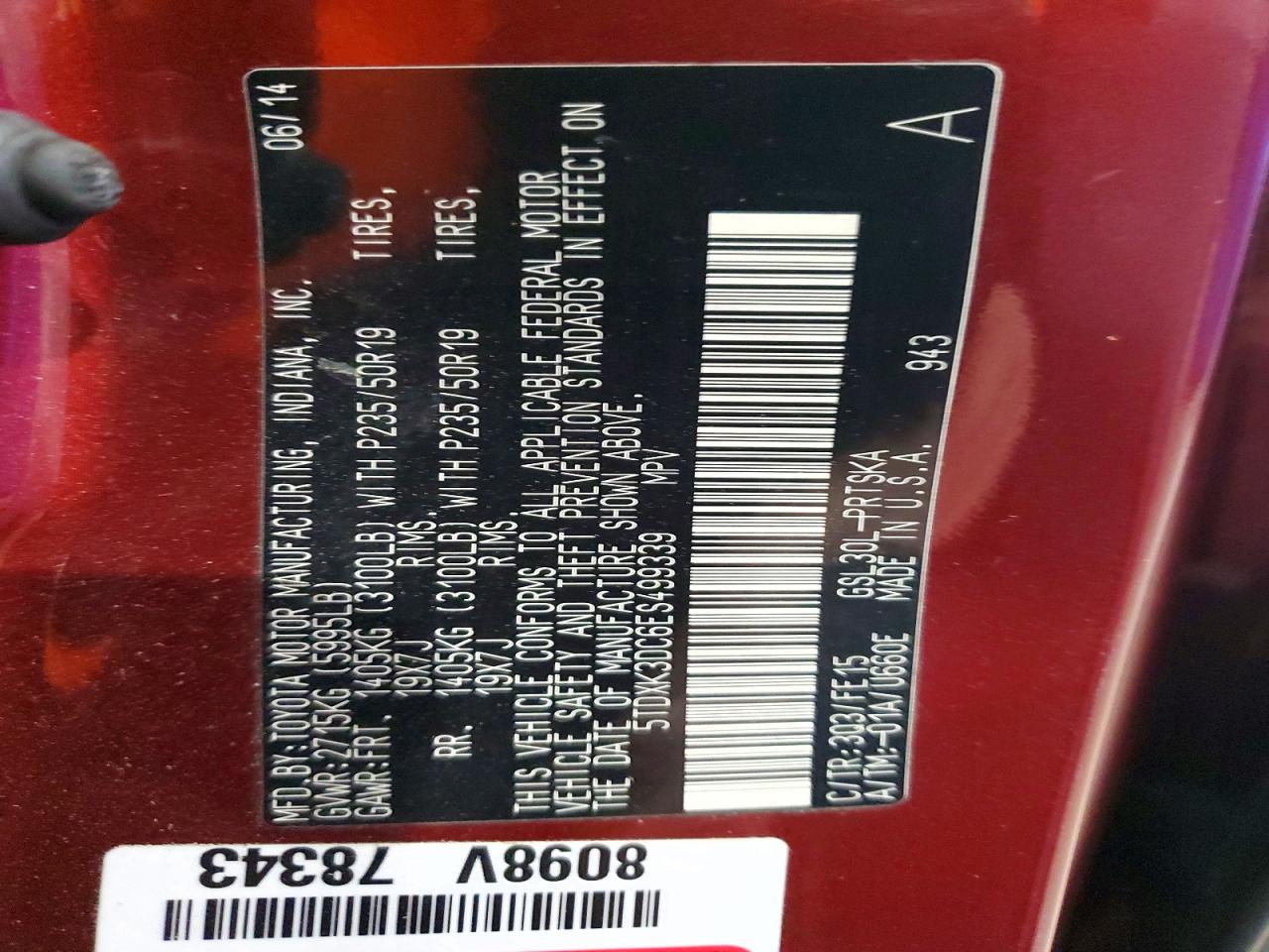 2014 Toyota Sienna Se 8-passenger Red vin: 5TDXK3DC6ES499339