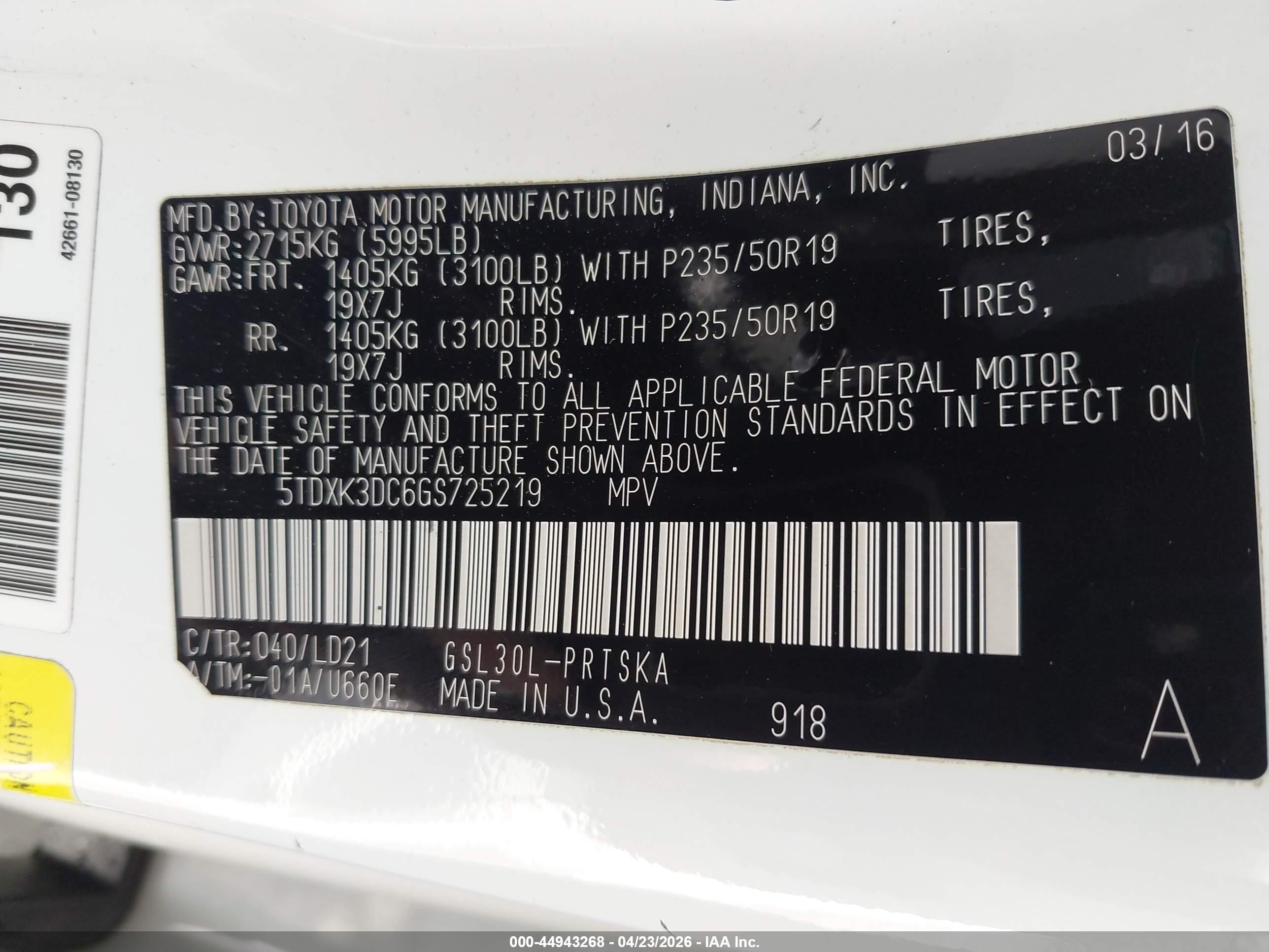 2016 Toyota Sienna Se Premium 8 Passenger Белый vin: 5TDXK3DC6GS725219