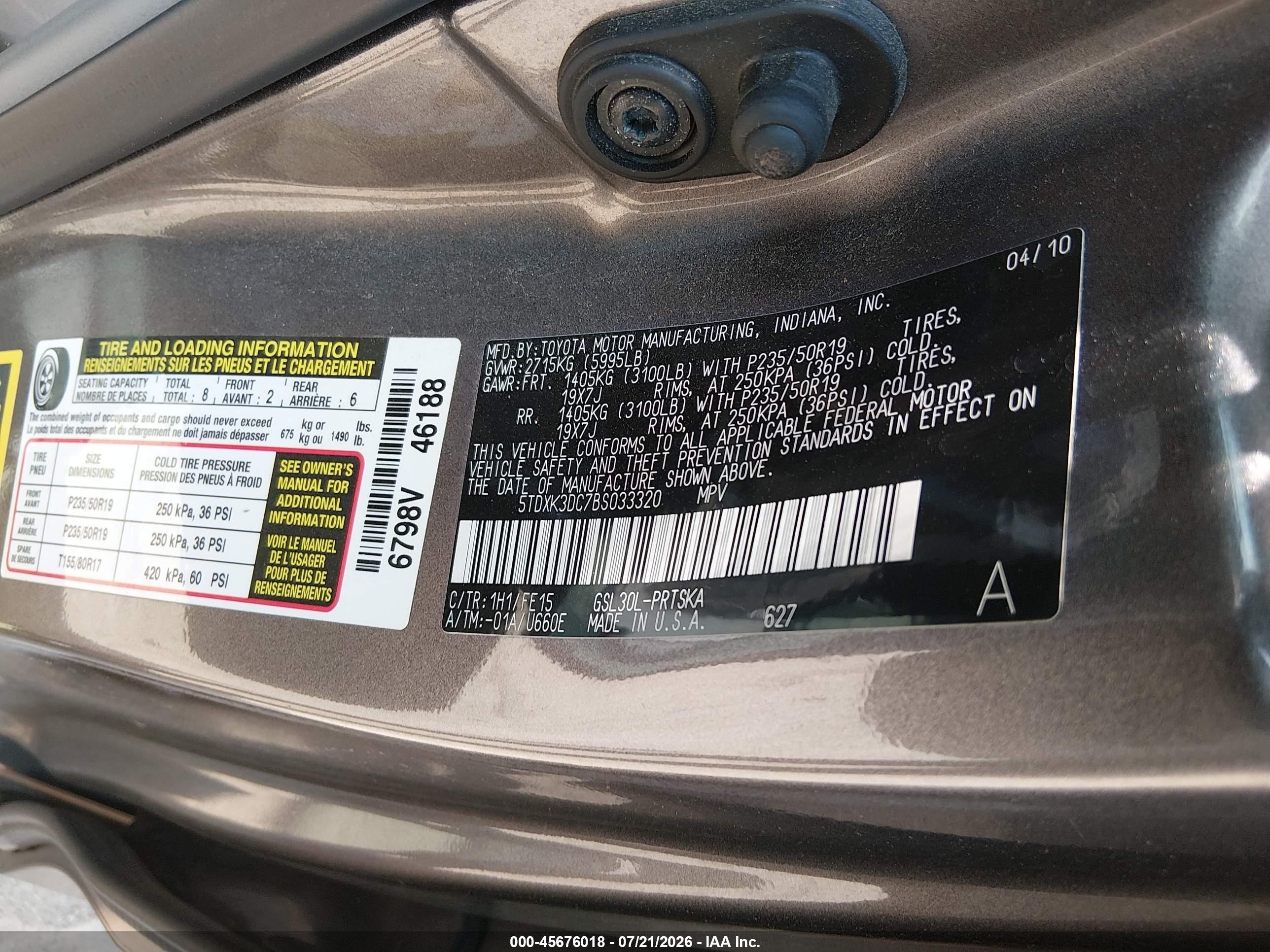 2011 Toyota Sienna Se Gray vin: 5TDXK3DC7BS033320