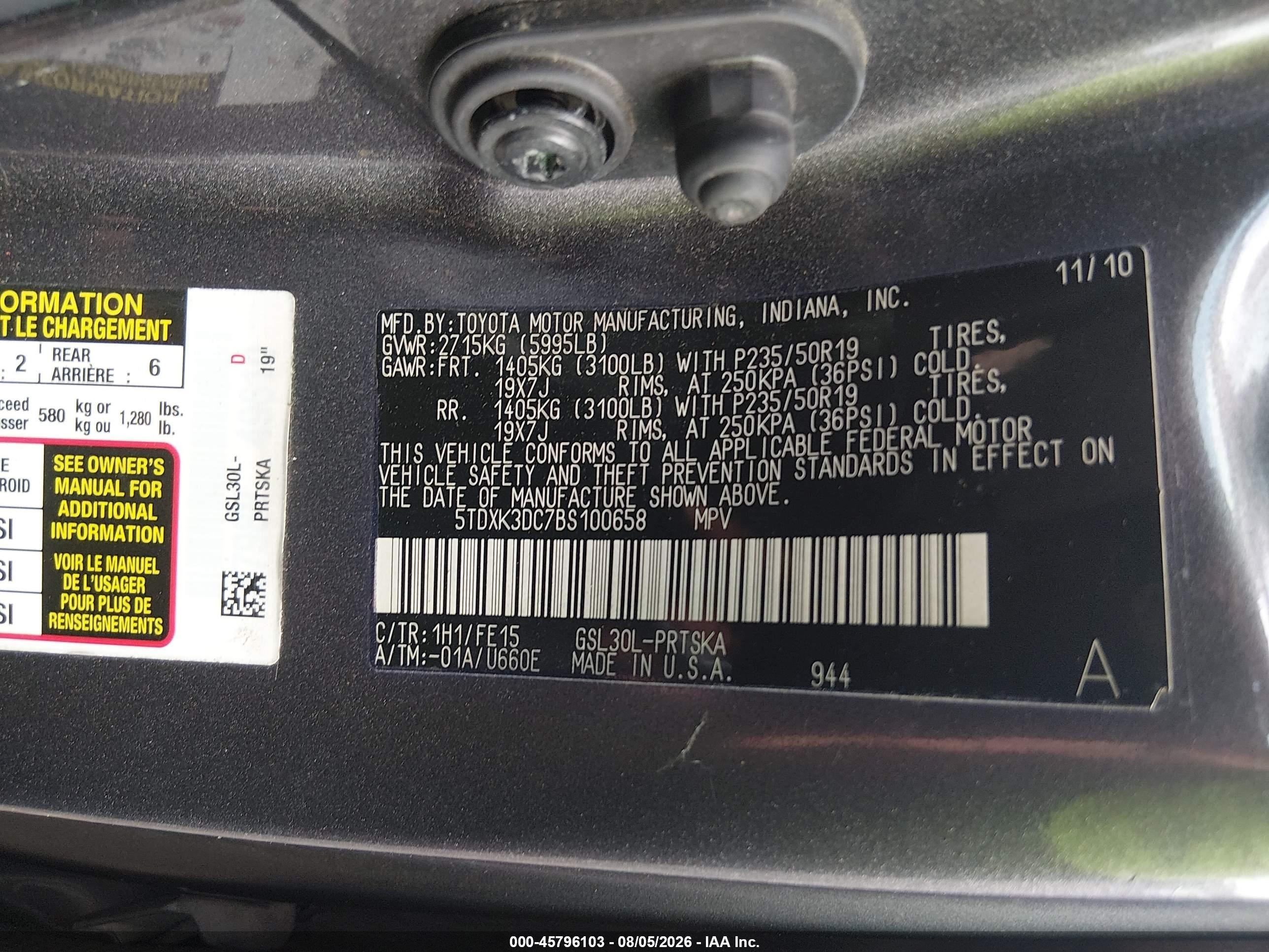 2011 Toyota Sienna Se Gray vin: 5TDXK3DC7BS100658