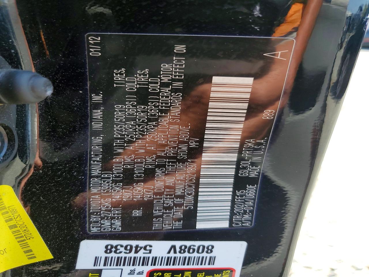 2012 Toyota Sienna Sport Black vin: 5TDXK3DC7CS218971