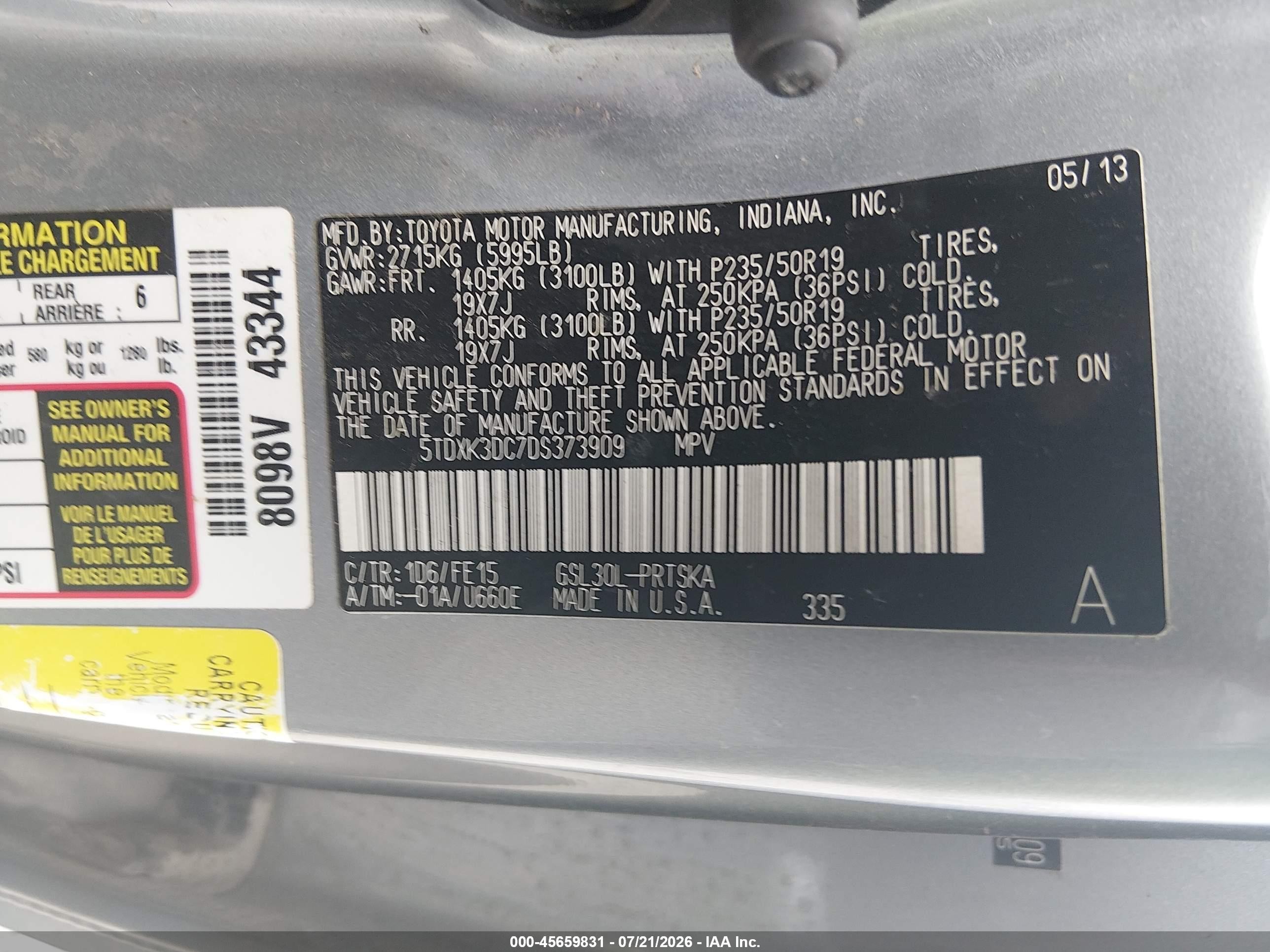2013 Toyota Sienna Se 8 Passenger Gray vin: 5TDXK3DC7DS373909