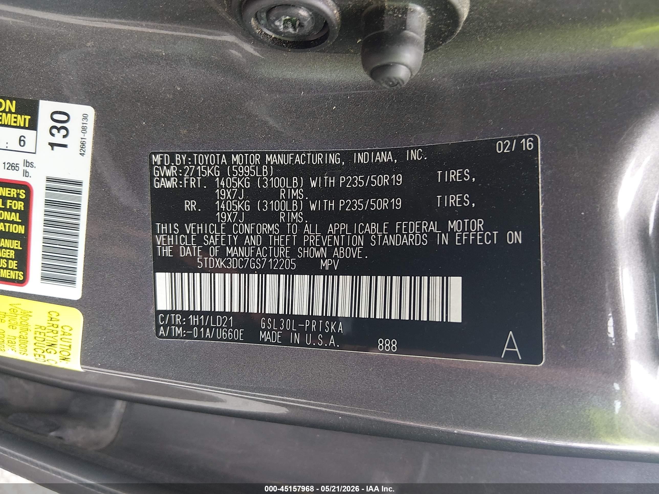 2016 Toyota Sienna Se Premium 8 Passenger Серый vin: 5TDXK3DC7GS712205
