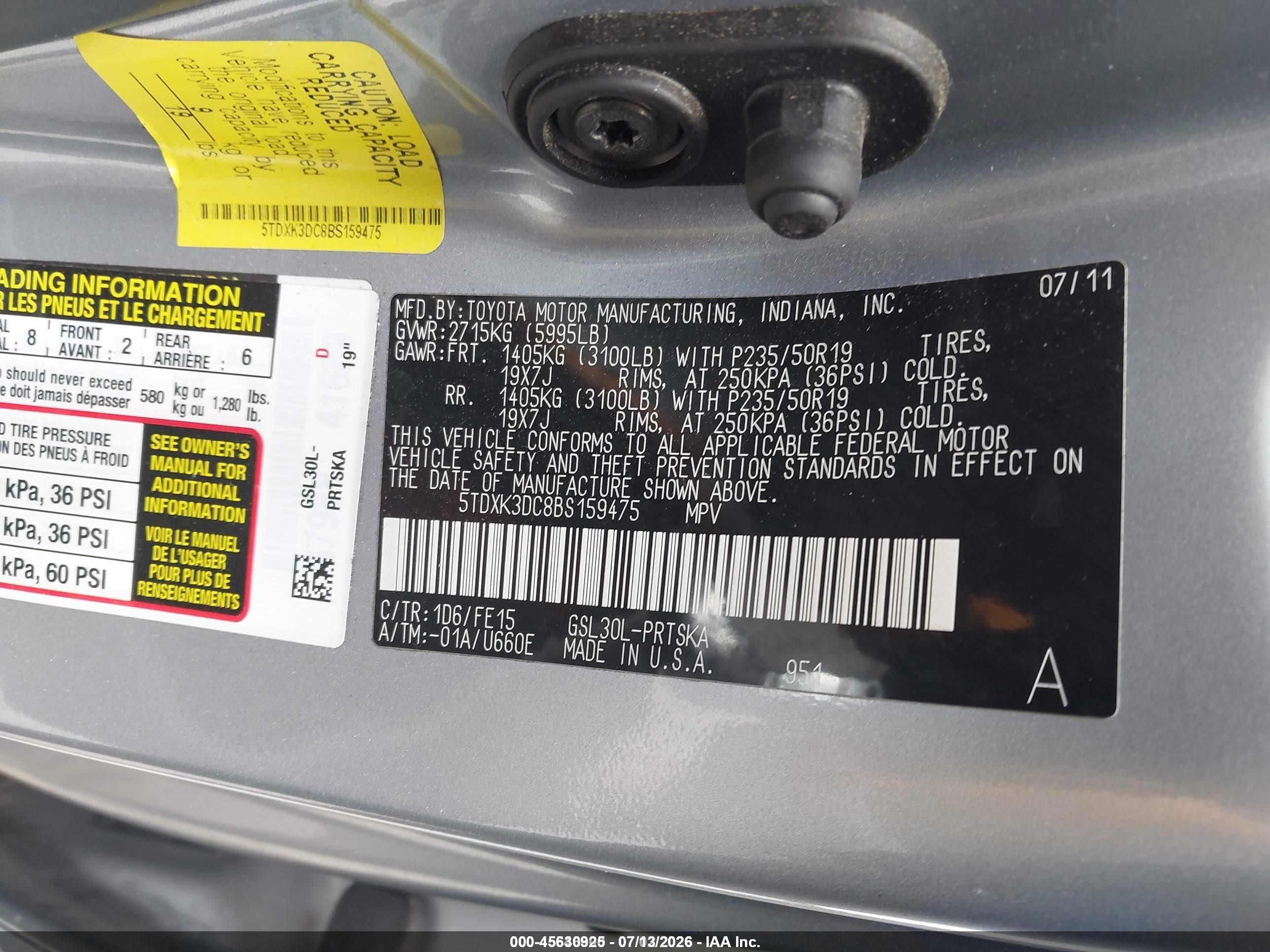 2011 Toyota Sienna Se Silver vin: 5TDXK3DC8BS159475