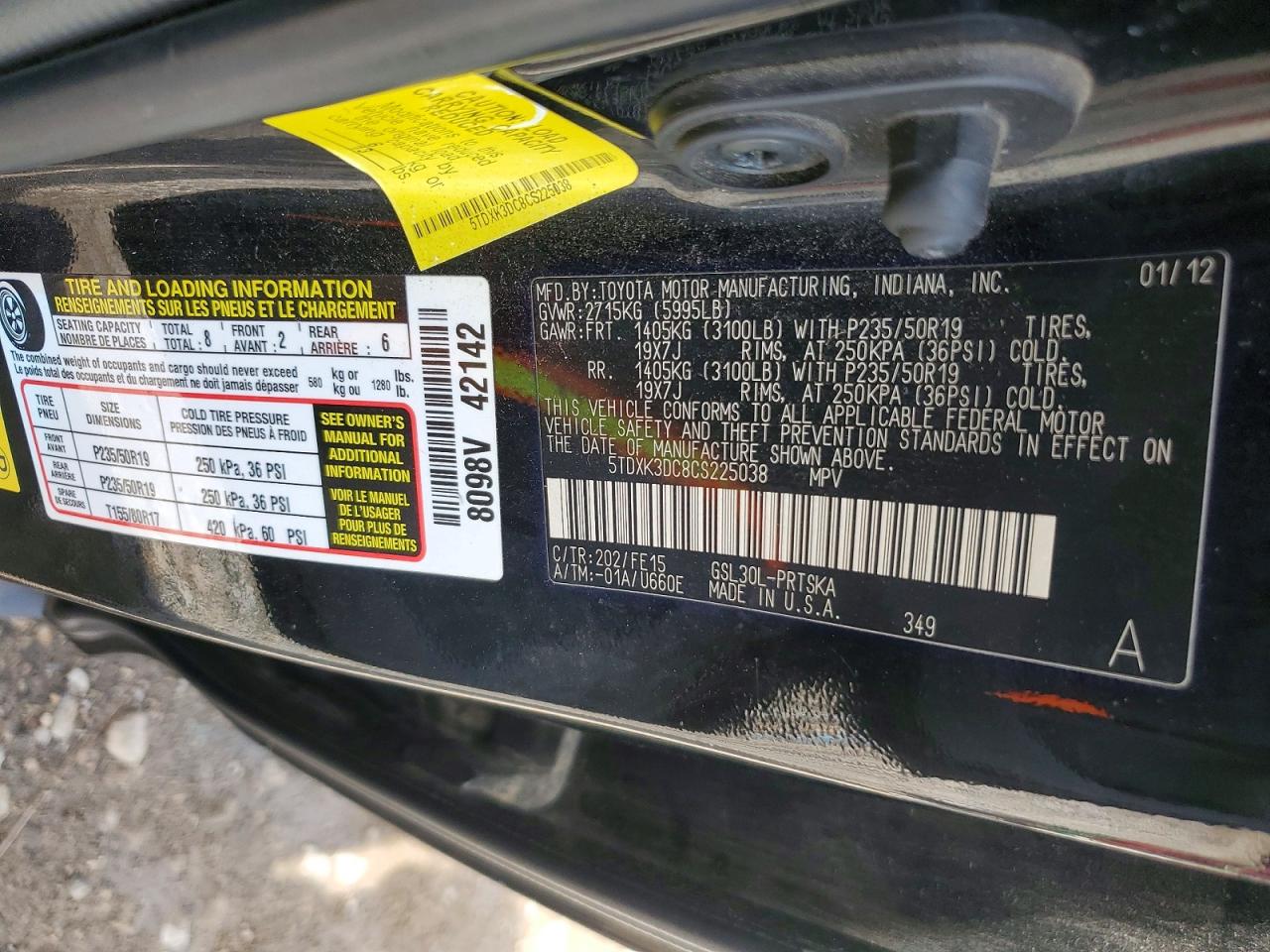 2012 Toyota Sienna Sport Черный vin: 5TDXK3DC8CS225038