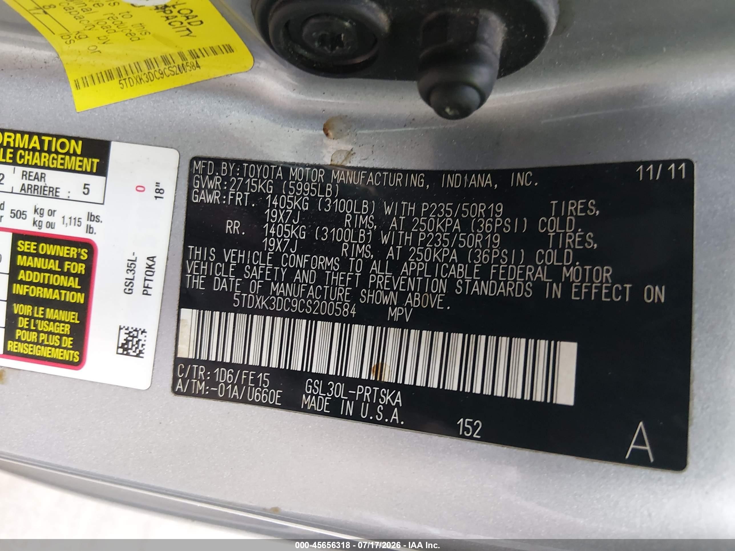 2012 Toyota Sienna Se 8 Passenger Gray vin: 5TDXK3DC9CS200584
