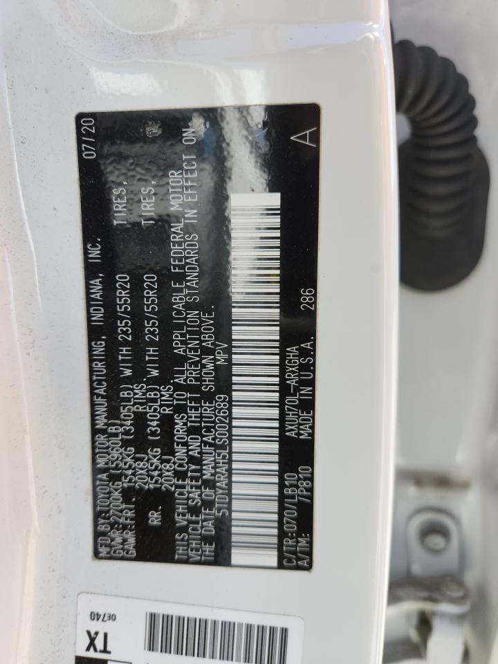 2020 Toyota Highlander Hybrid Limited White vin: 5TDYARAH5LS002689