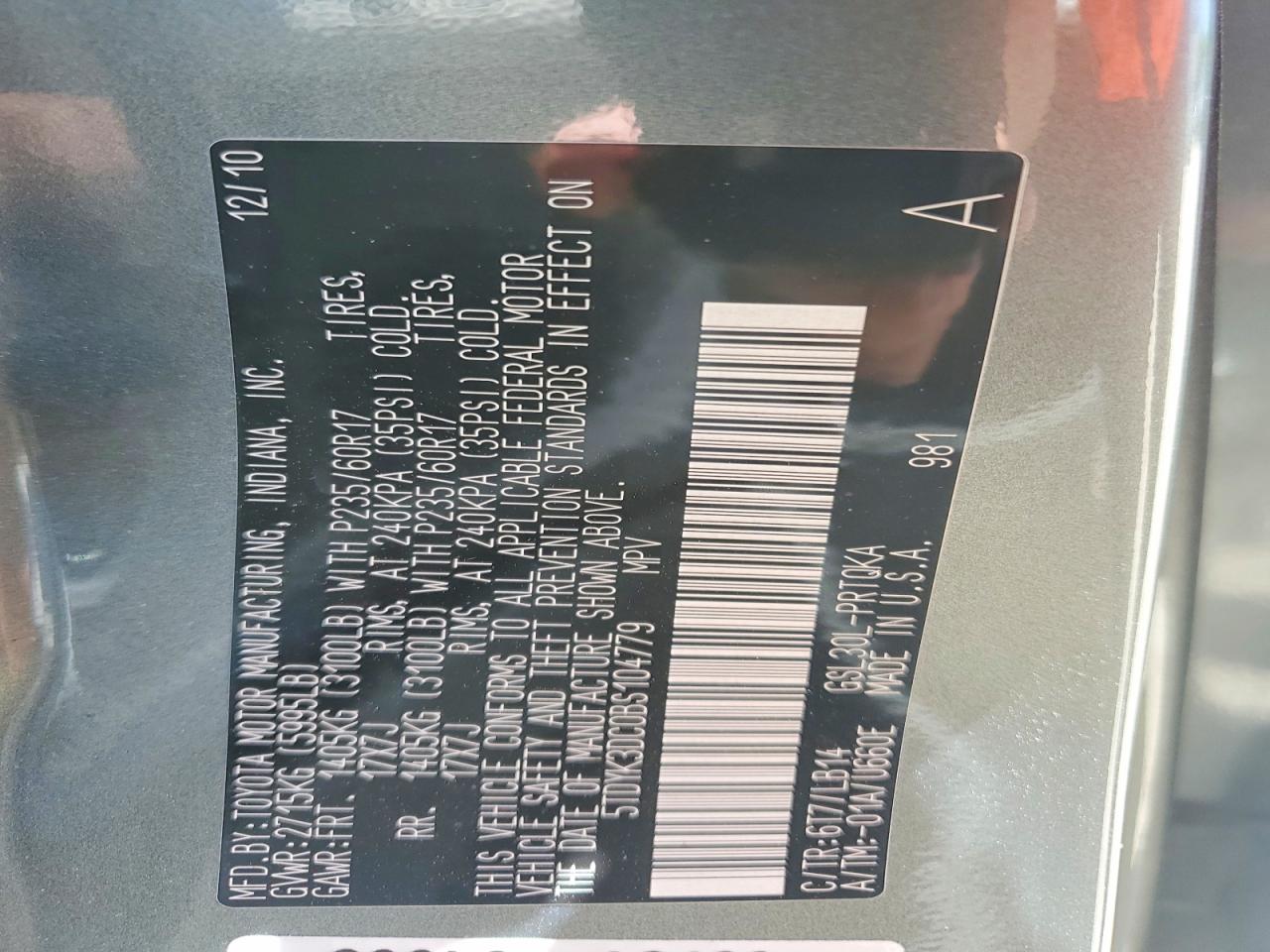 2011 Toyota Sienna Xle 8-passenger Серый vin: 5TDYK3DC0BS104779
