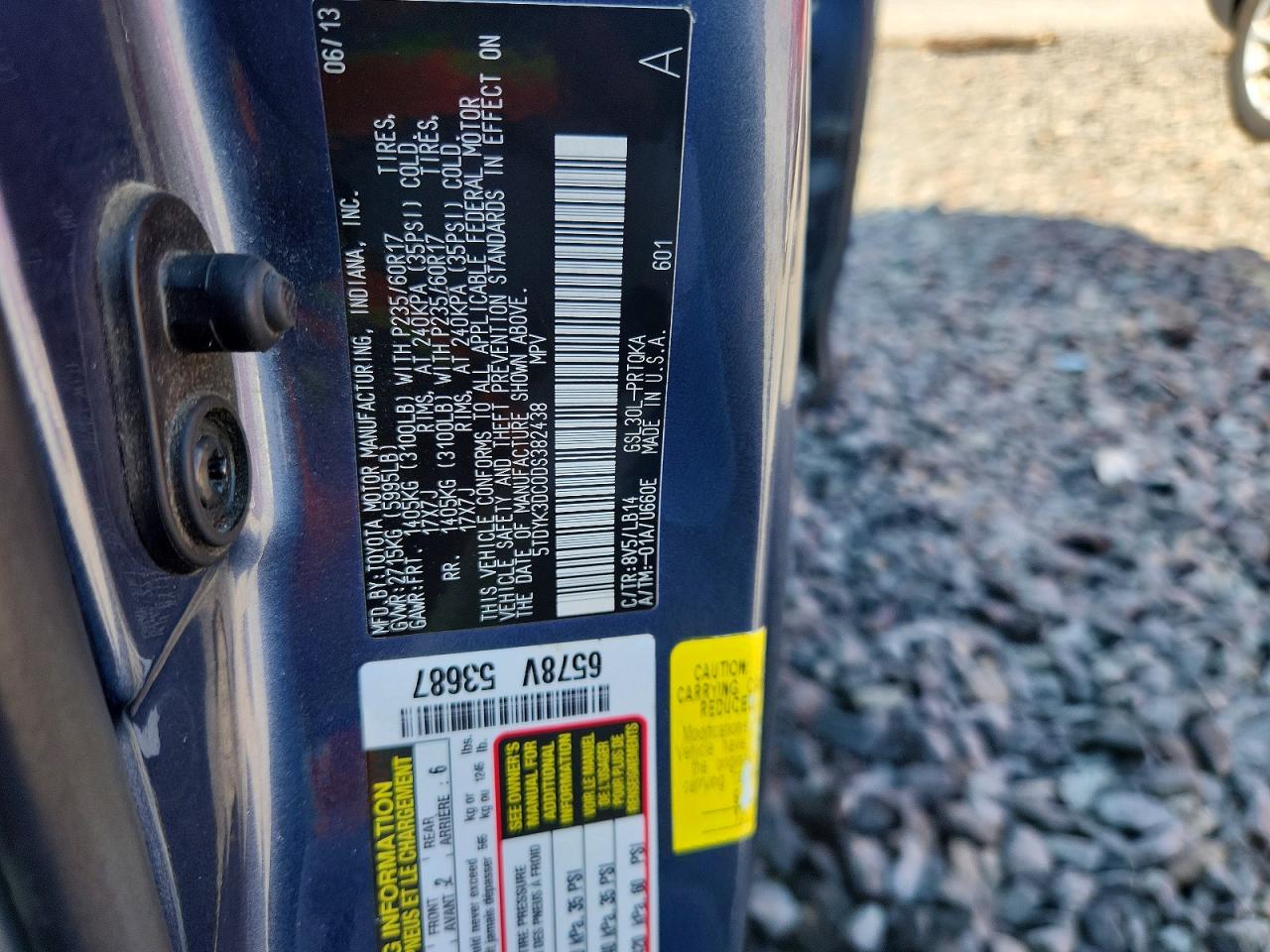 2013 Toyota Sienna Xle 8-passenger Gray vin: 5TDYK3DC0DS382438