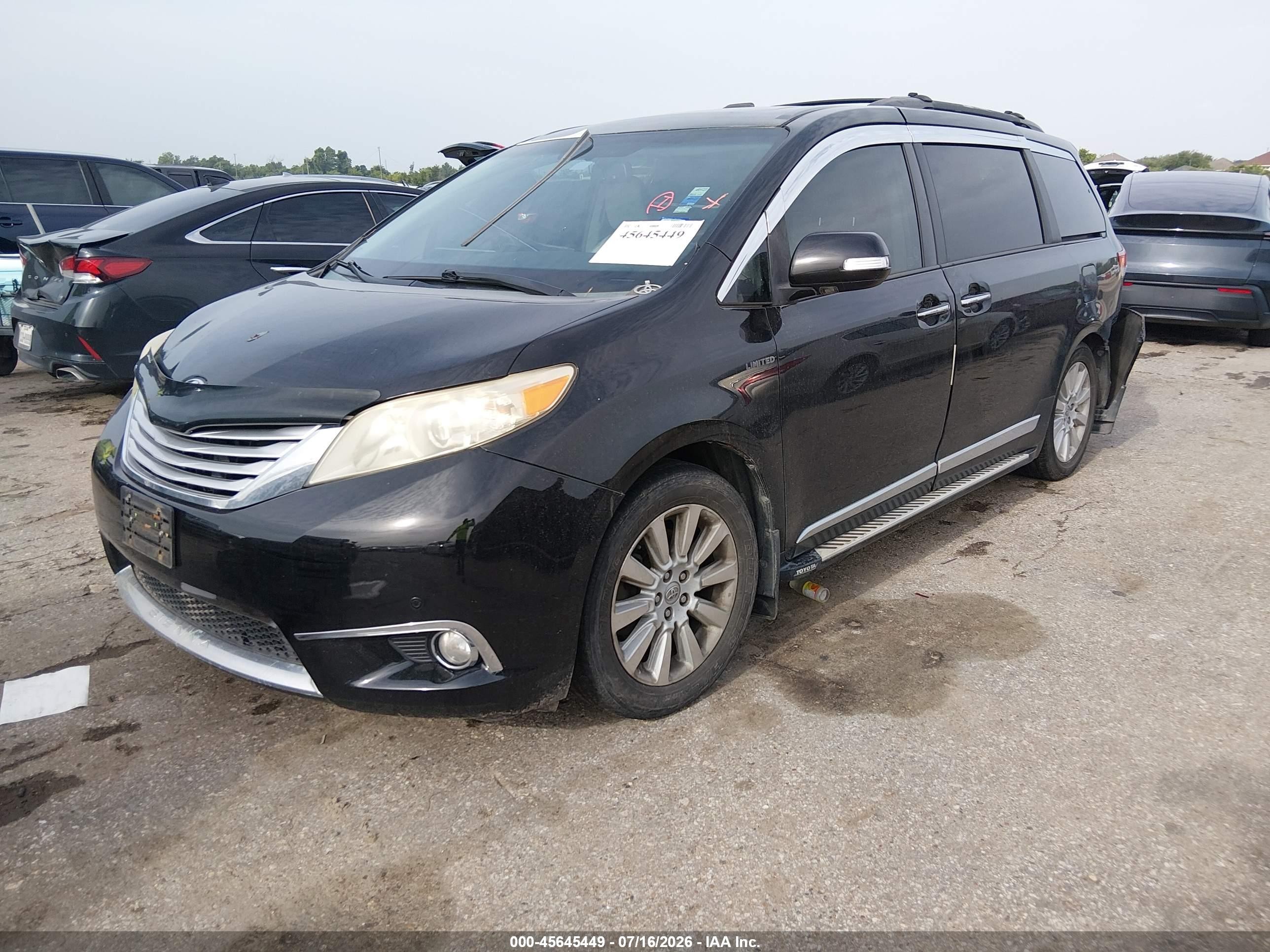 2013 Toyota Sienna Limited V6 7 Passenger Black vin: 5TDYK3DC0DS405376