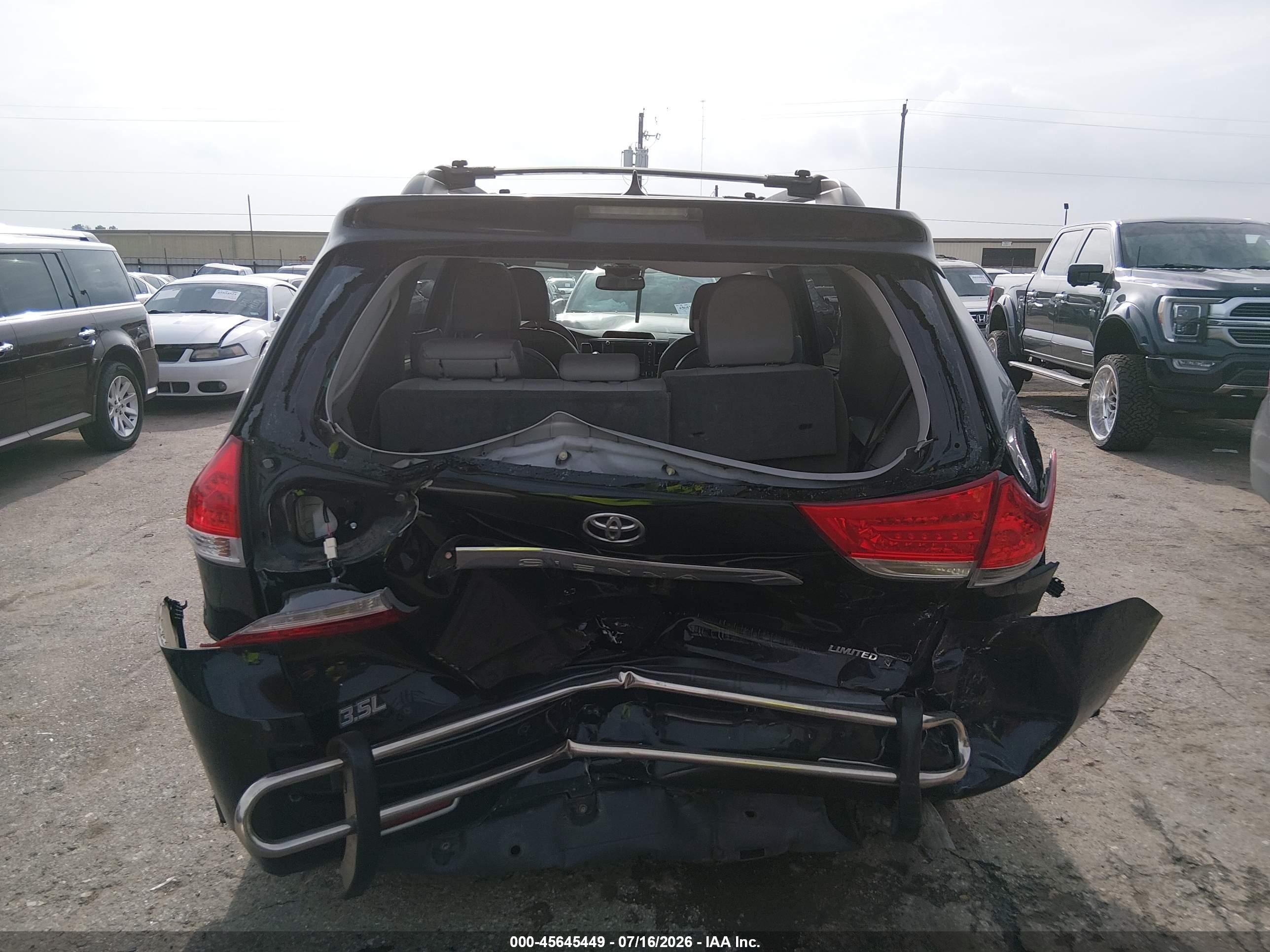 2013 Toyota Sienna Limited V6 7 Passenger Black vin: 5TDYK3DC0DS405376