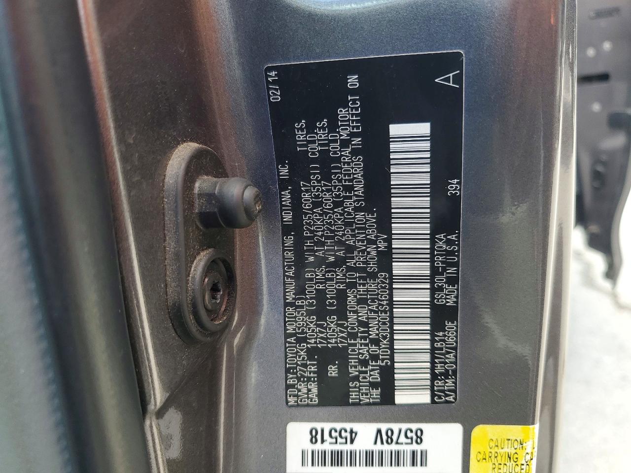 2014 Toyota Sienna Xle 8-passenger Gray vin: 5TDYK3DC0ES460329