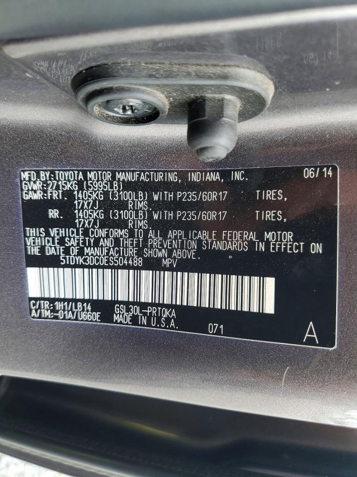 2014 Toyota Sienna Xle 8-passenger Gray vin: 5TDYK3DC0ES504488