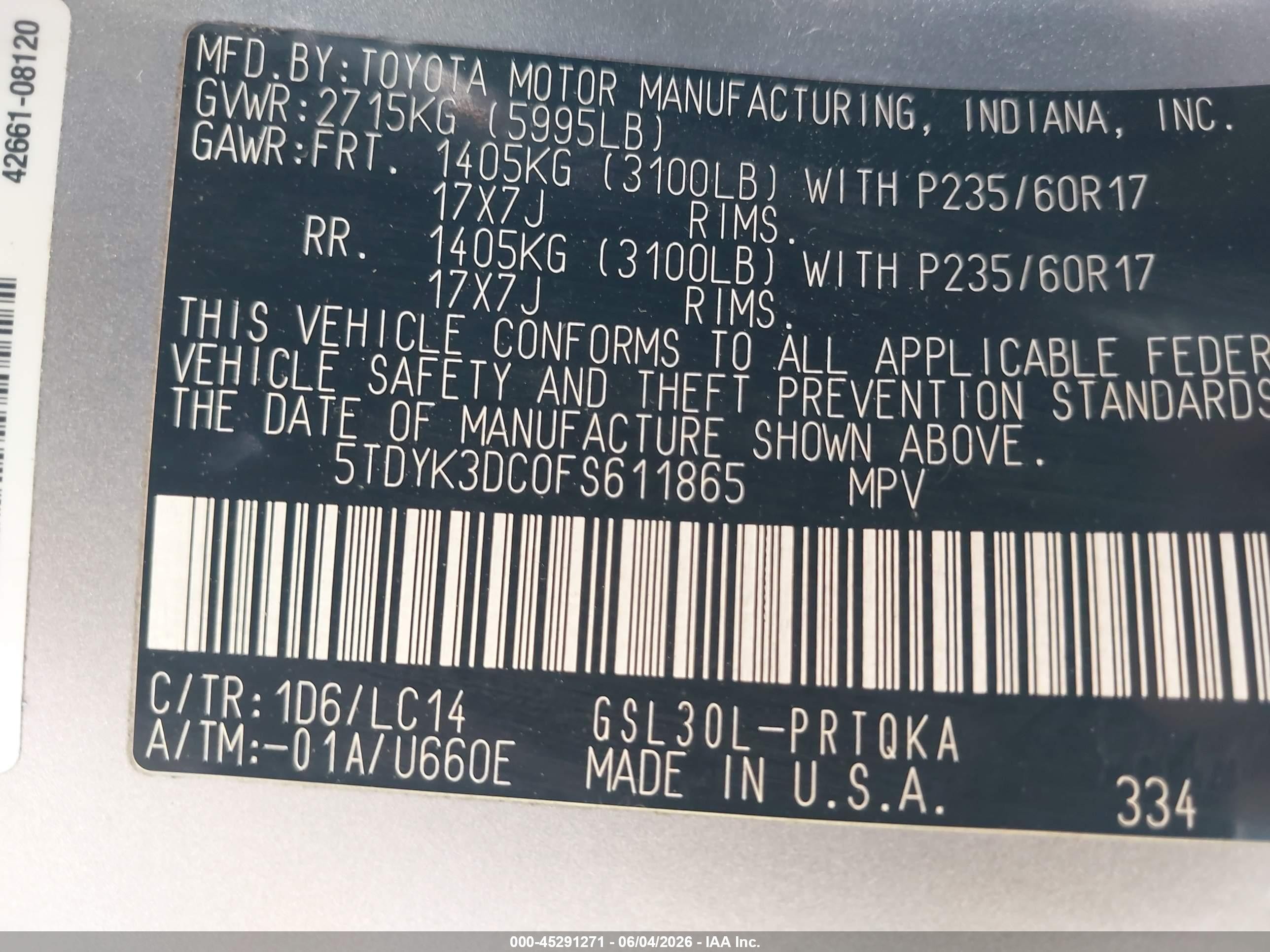 2015 Toyota Sienna Xle 8 Passenger Silver vin: 5TDYK3DC0FS611865